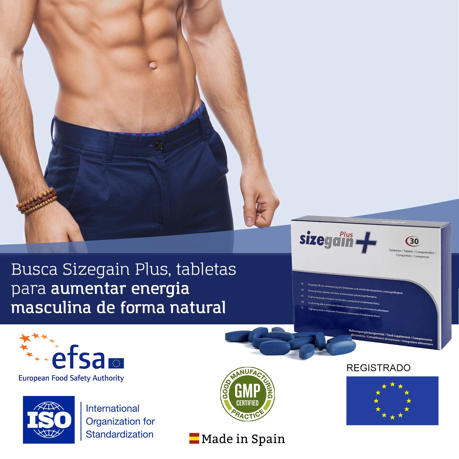 Amélioration de la virilité - 5 SizeGain Plus : Capsules pour augmenter le désir sexuel. 5 x 30 capsules.