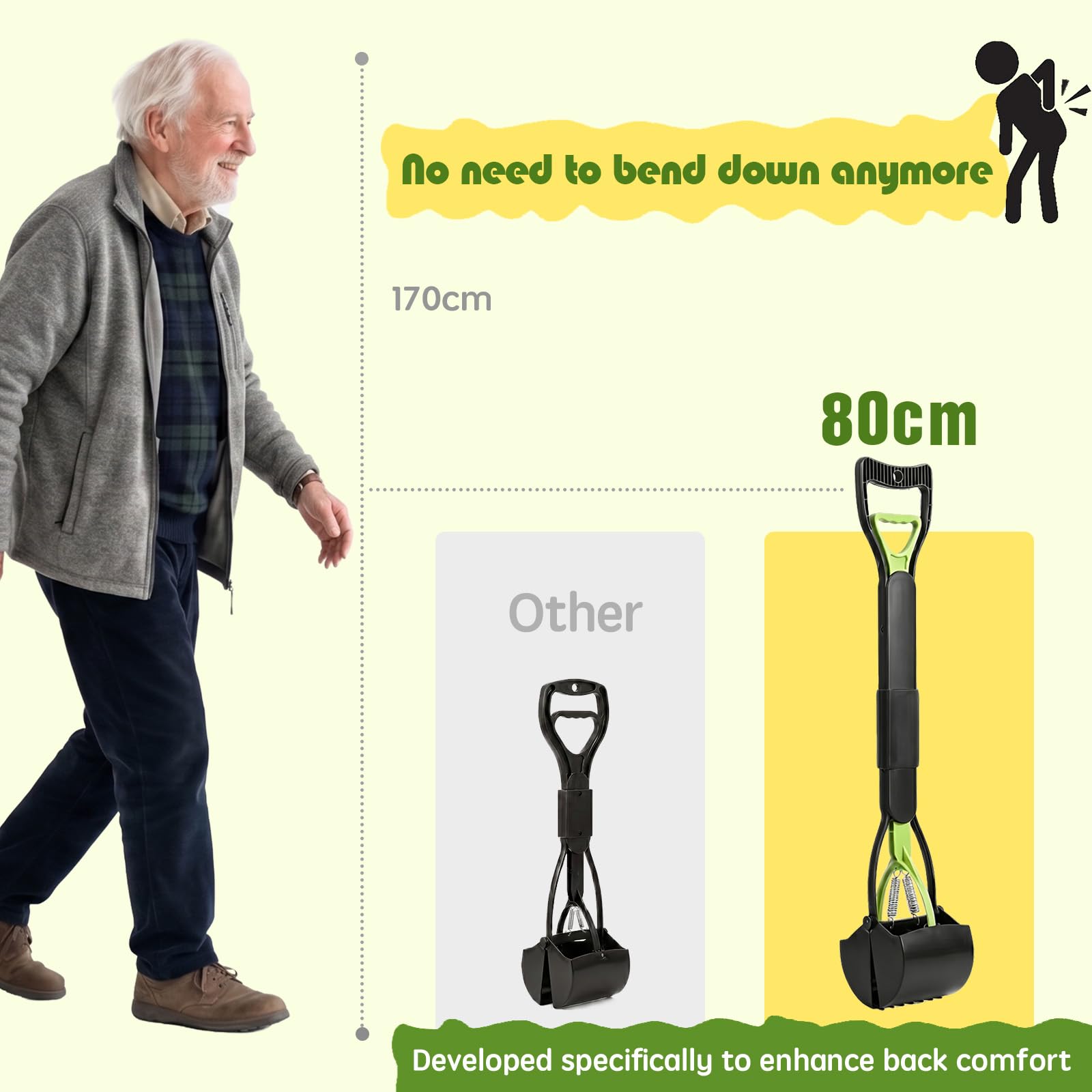 80cm Hundekotsammler faltbar, Hundekotgreifer mit Tütenspende | 80cm Hundekotgreifer & faltbarer Hundekotsammler. Inkl. 20 Kotbeutel. Ideal für saubere Spaziergänge & unterwegs ohne Bücken