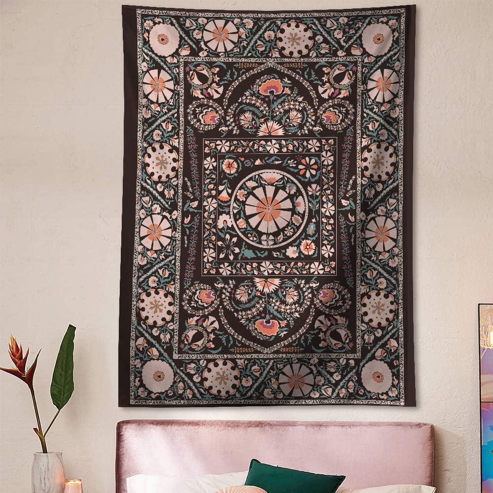 Bohemian Floral Patterned Tapestry Queen Bedspread Dorm Decor Yoga Mat Beach Rugs Towel