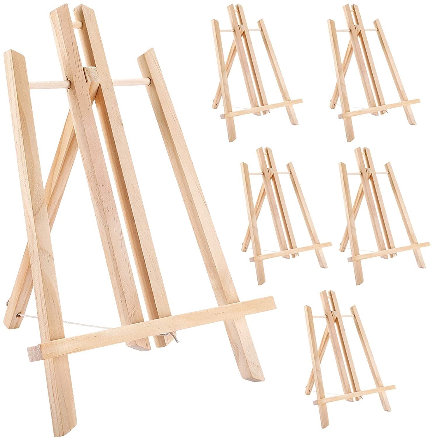 MYUYEE 14" Wooden Easel, 6 Packs Tabletop Display Easels, Art Craft Painting Easel Stand For Kids Artist Adults Students Classroom Durable