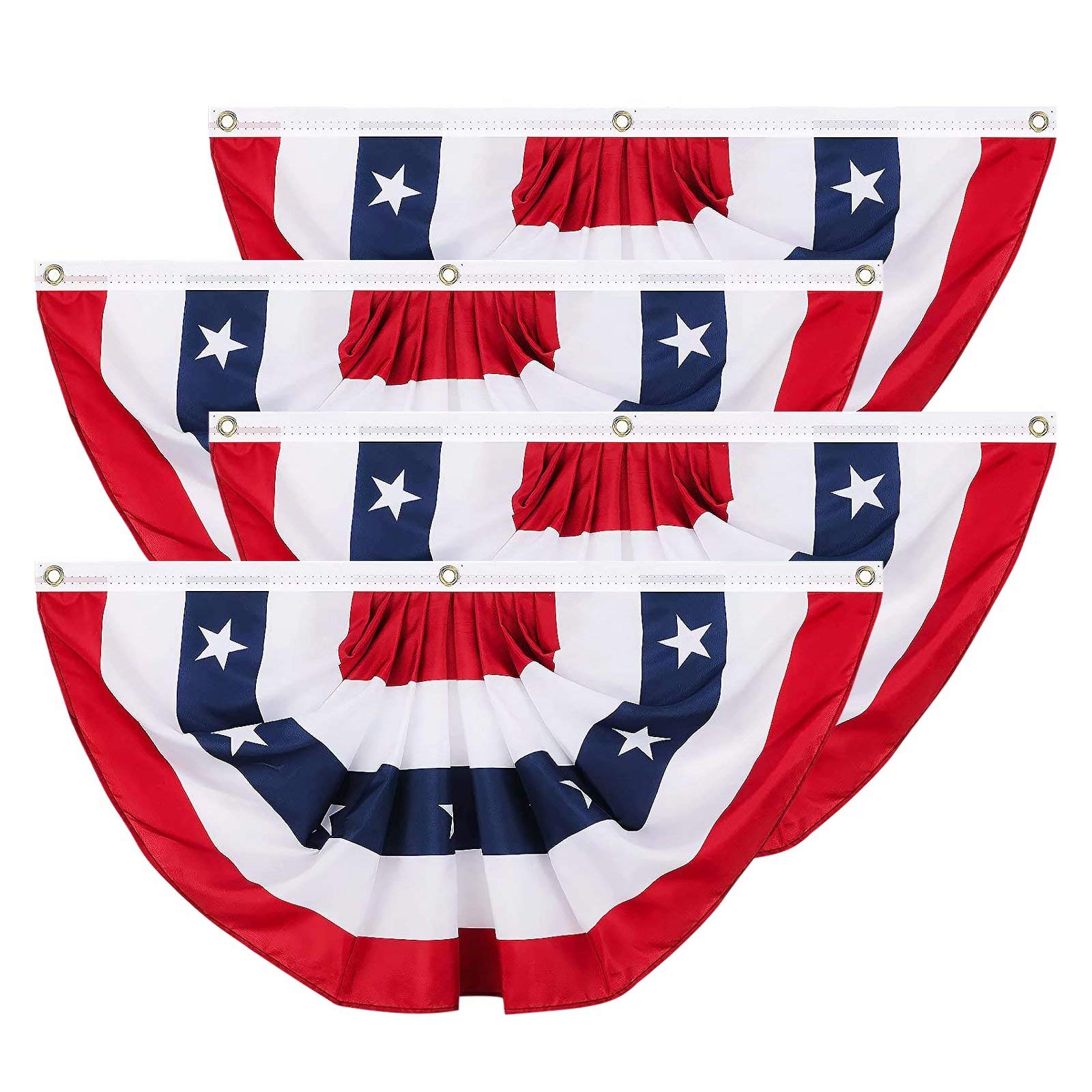 4 szt. USA plisowana flaga wachlarza dekoracje na dzień niepodległości - 9 x 150 cm amerykański baner chorągiewka flaga patriotyczna półwachlarz baner flaga z mosiężnymi oczkami na 4 lipca dekoracja na Dzień Pamięci