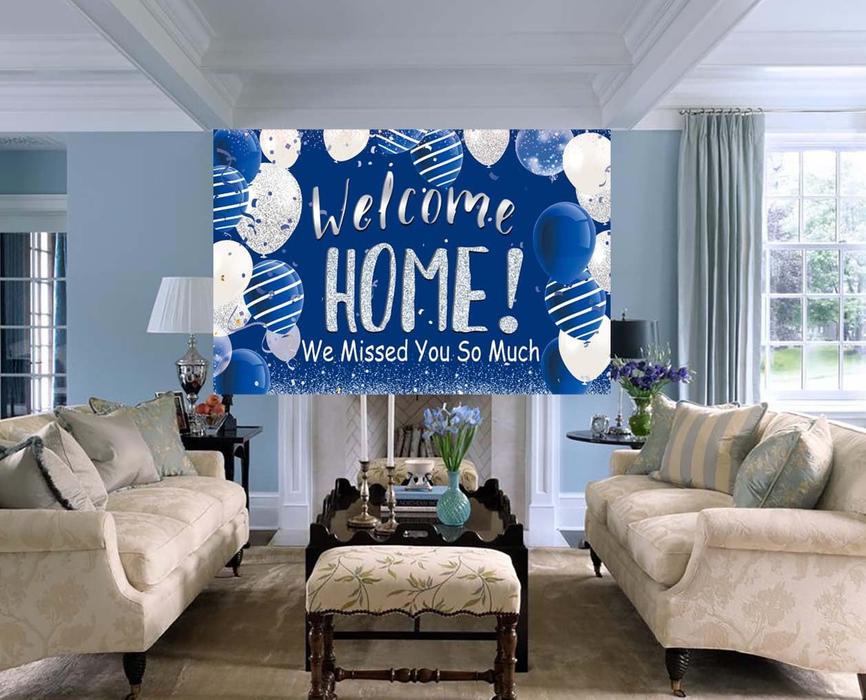 Welcome Home Banner – Dekoratives Willkommens-Banner In Blau & Silber Für Einzug, Party Oder Überraschung