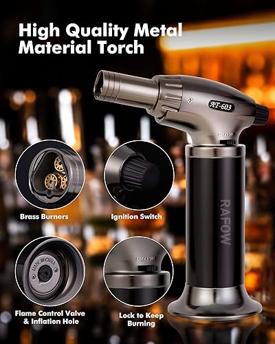 Miniatura 3 de Kit de ahumador de cóctel con antorcha, kit de ahumador de whisky con 6 sabores de virutas de madera ahumada, kit de ahumador de bebidas antiguas