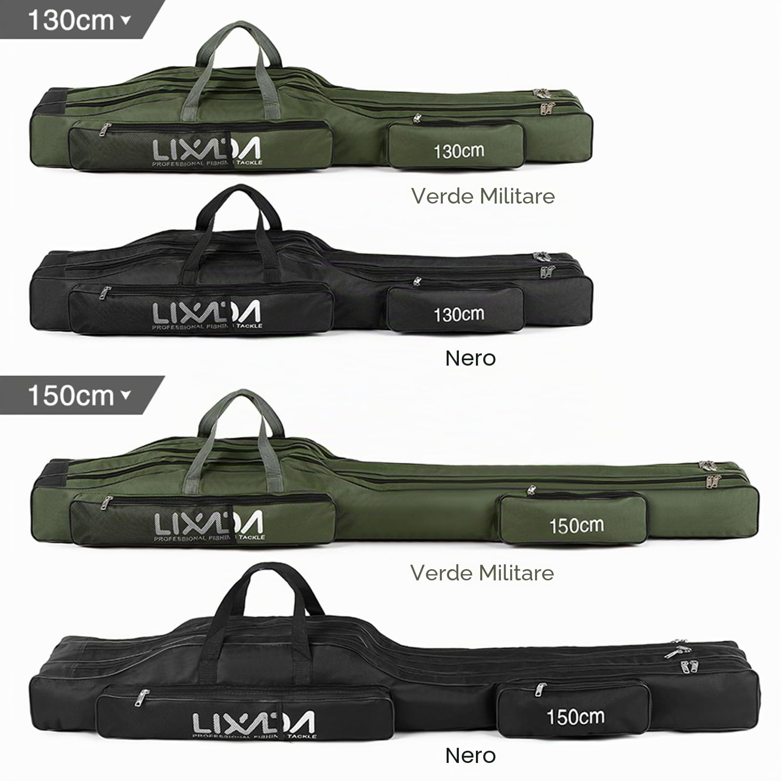Lixada Borse Canna da Pesca Portatile Borsa a rotelle Tre Strati Pieghevole Canna Da Pesca Borsa Bobina Tackle Strumento Carry Case Carrier Travel Bag