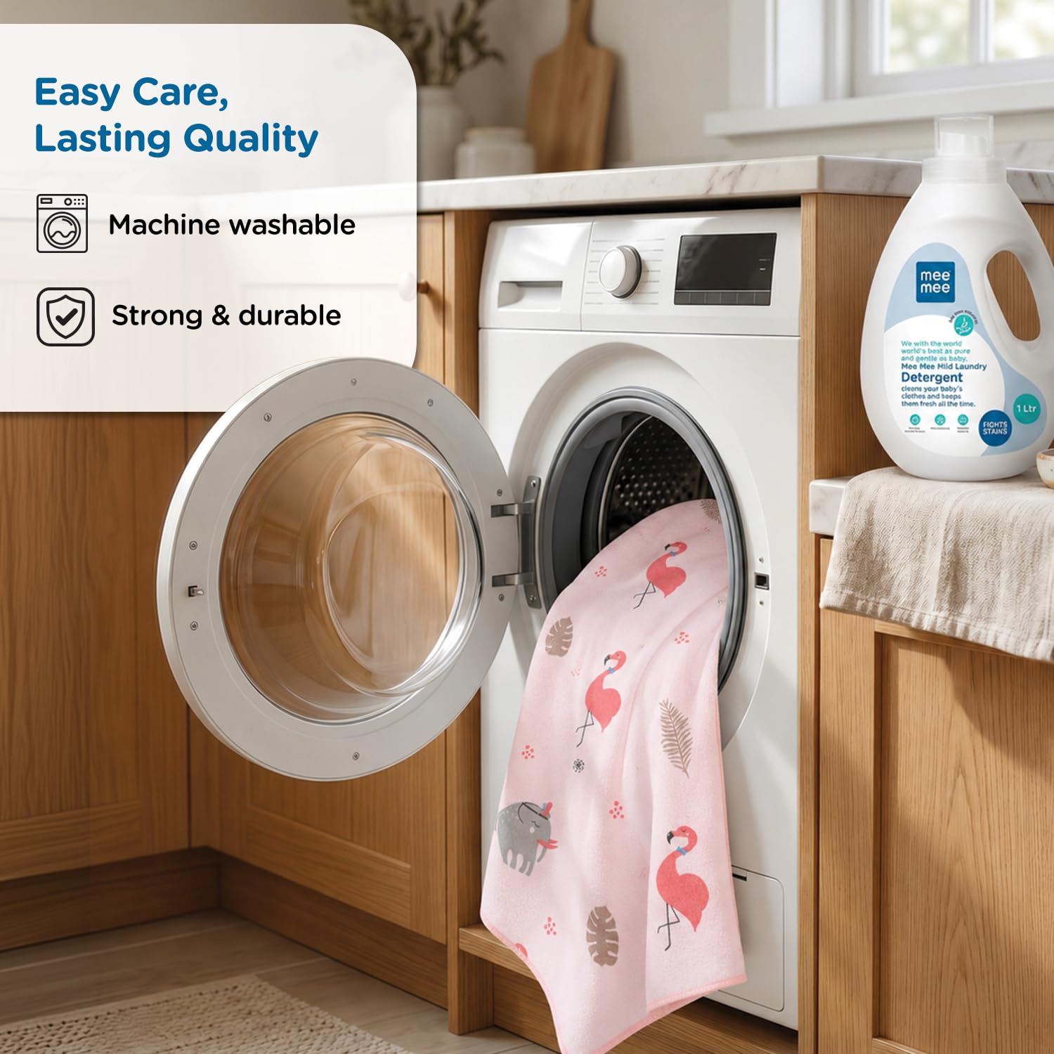 Mee Mee Microfiber Baby Bath Towel for Newborn | Extra Soft & Quick Absorbent Baby Wash Cloth | Gentle Towel for Babies, Infants & Toddlers | 70 x 110 cm | Pink | Pack of 1 4