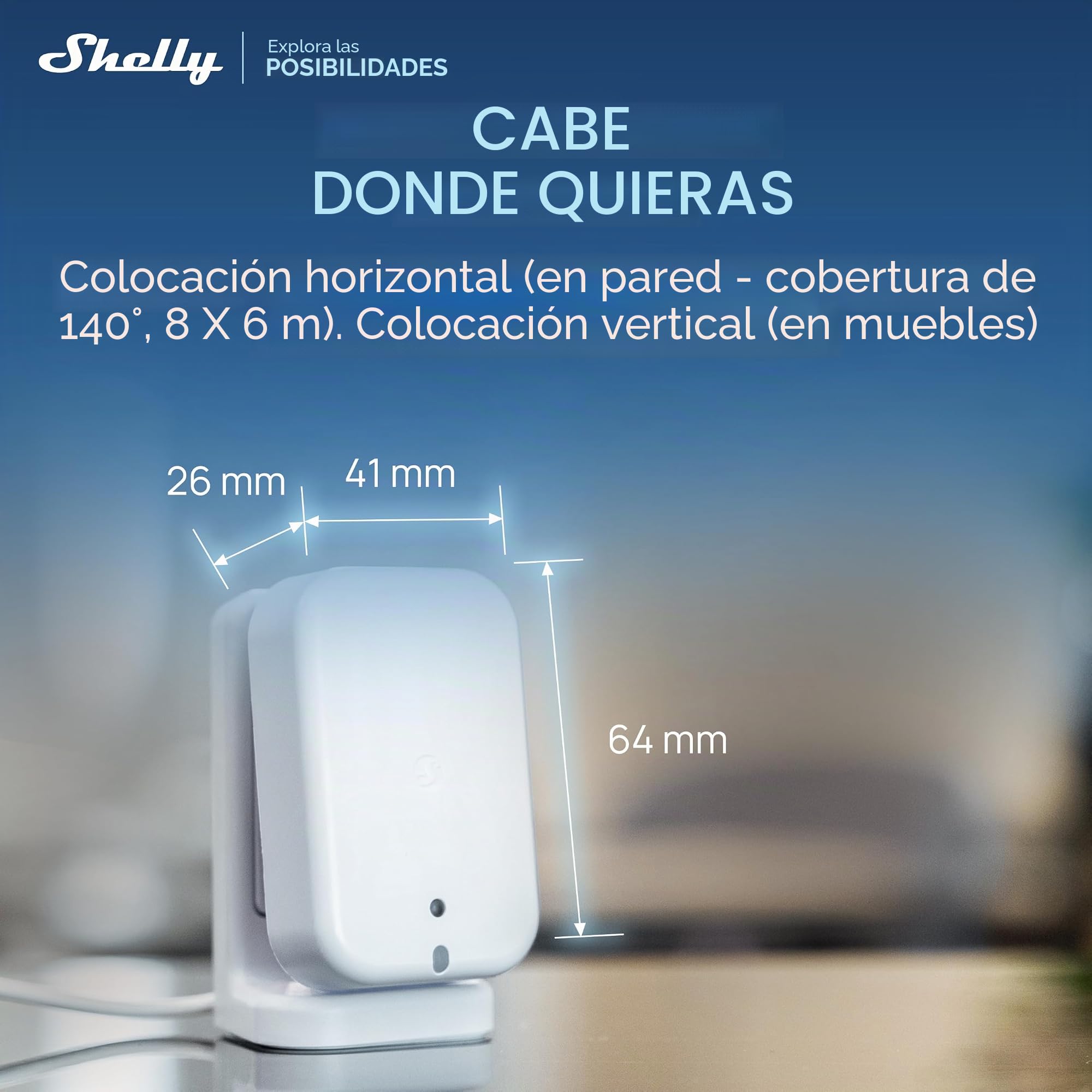 Shelly Presence Gen4 Blanco – Sensor de Movimiento y Presencia Zigbee, Wi-Fi y Matter, 42 m², 180°, Detección 6 Personas y 10 zonas, Montaje en pared o superficie, Control Inalámbrico Shelly App, Alex