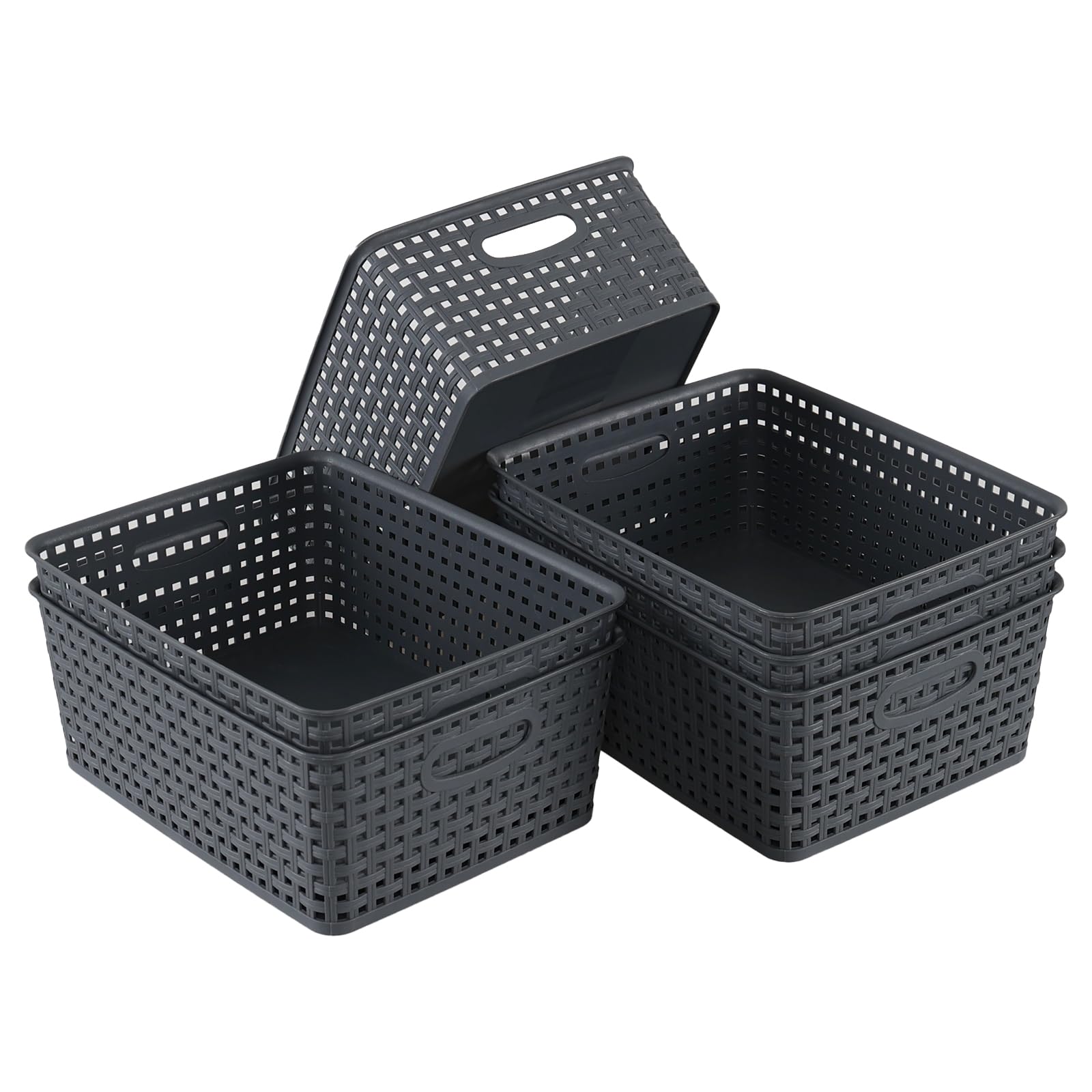 Gloreen Plastic Cupboard Storage Baskets, 6 Pack Desktop Organiser Baskets