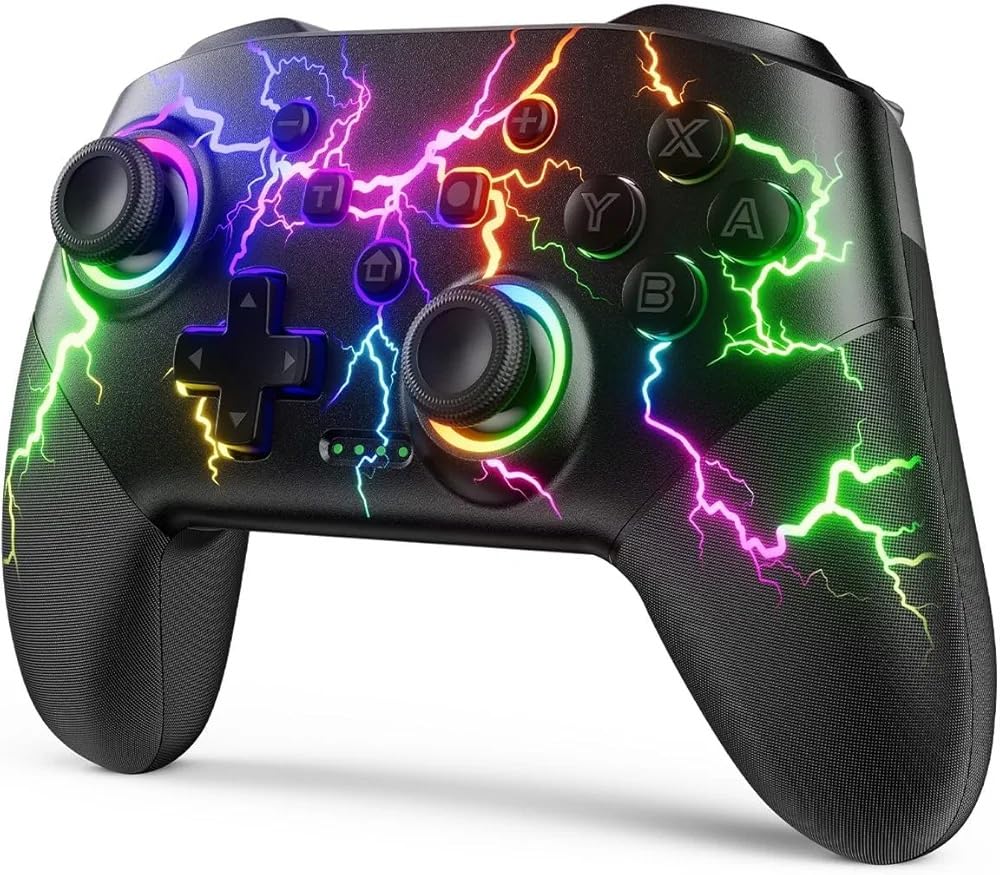 Primate Switch Controllers Compatible with Switch/Lite/OLED/PC Windows, 1000mAh Programmable RGB Lightning LED, Wireless Pro Controller with One Key Pairing/Wake Up/Turbo/Vibration (S80)-image-25