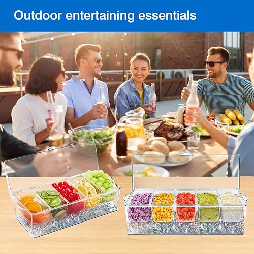 Miniatura 9 de Cuencos de hielo para servir alimentos fríos, paquete de 2, platos enfriadores de inmersión de 25 onzas para salsas, salsa, guacamole, ensalada,