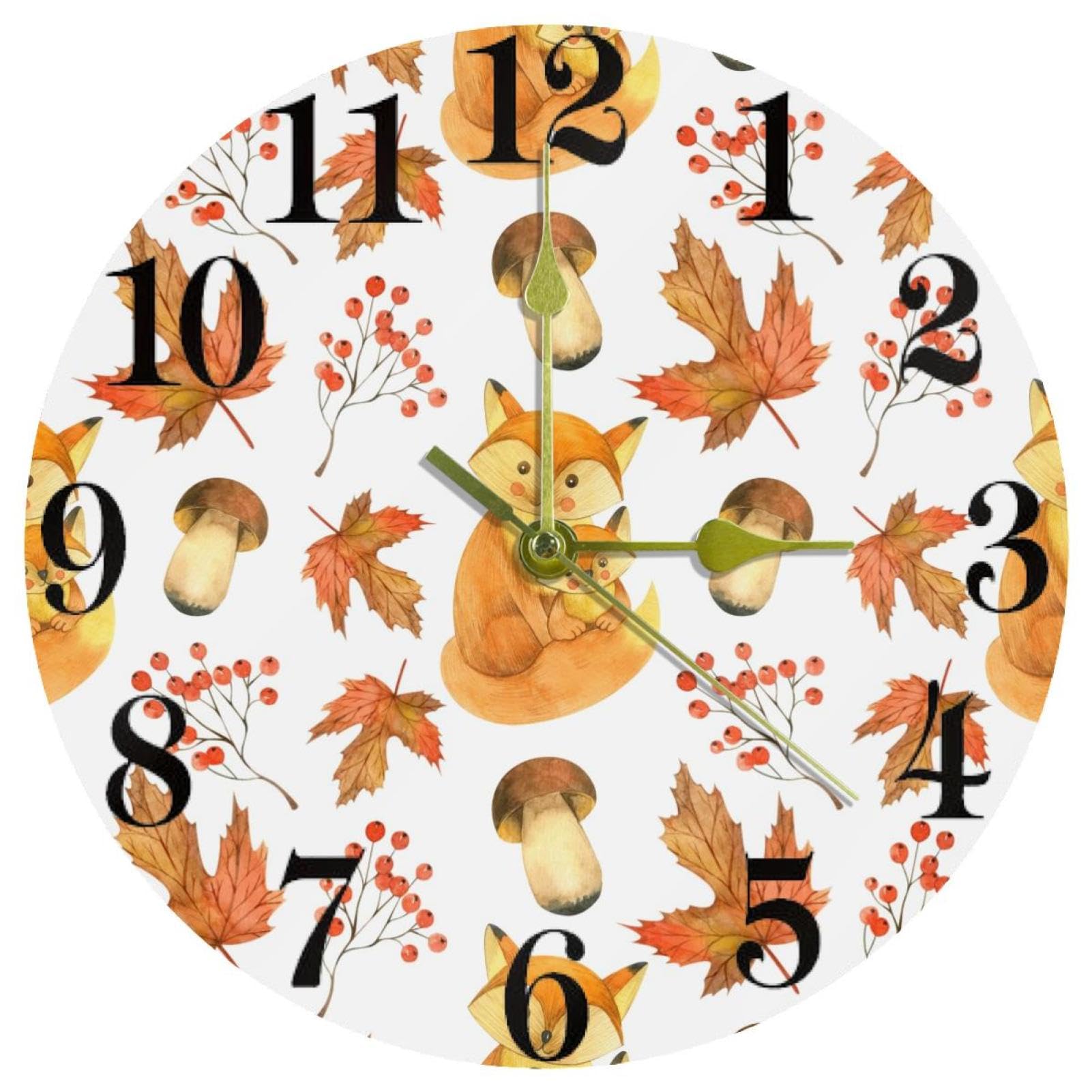 Horloge murale ronde à quartz Fox muette pour la cuisine