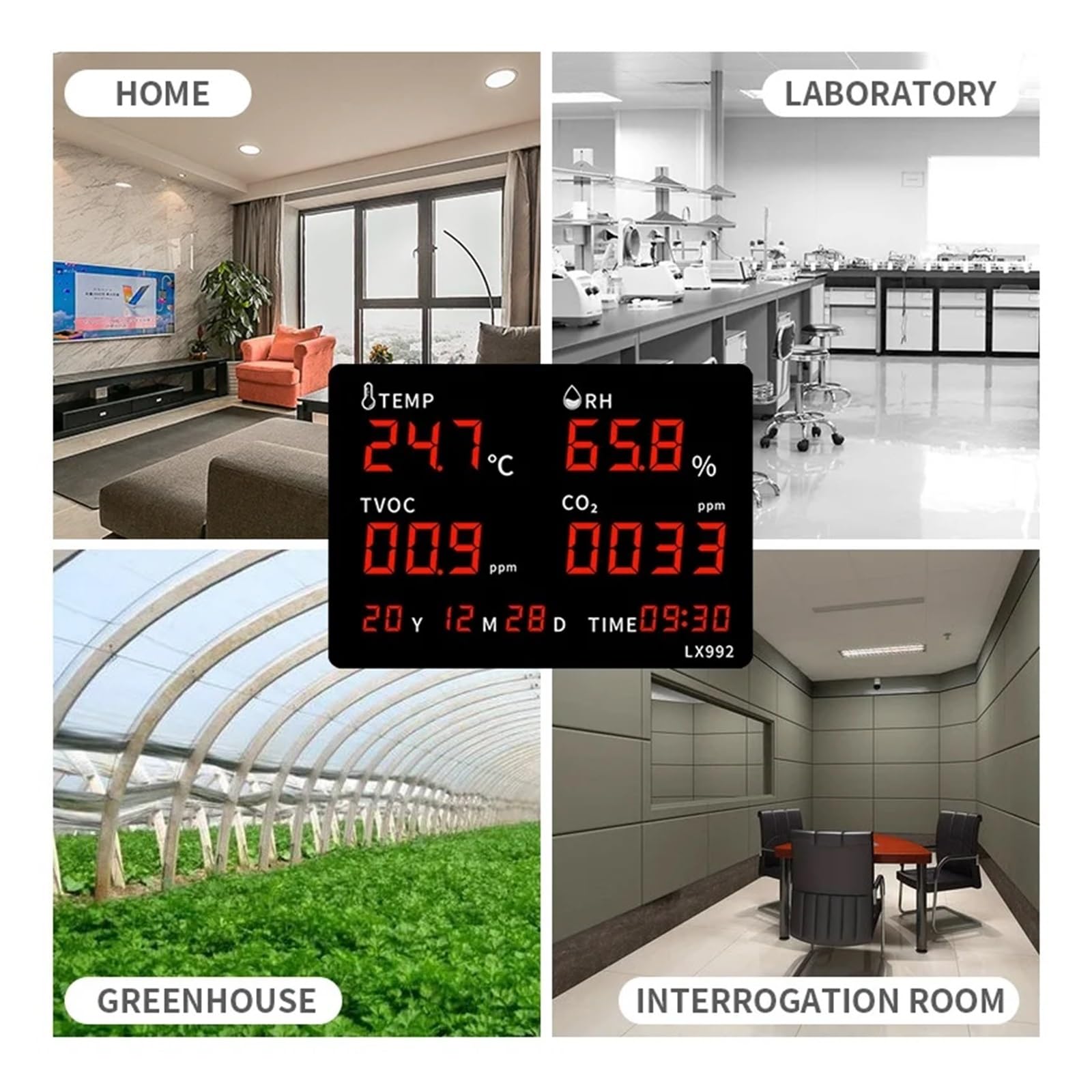 Termometro Digitale A LED For Interni Ed Esterni, Igrometro, Misuratore Di Umidità, Temperatura, Ufficio Domestico, Con Sonda E Visualizzazione Del'ora Preciso Veloce Monitoraggio In Tempo Reale