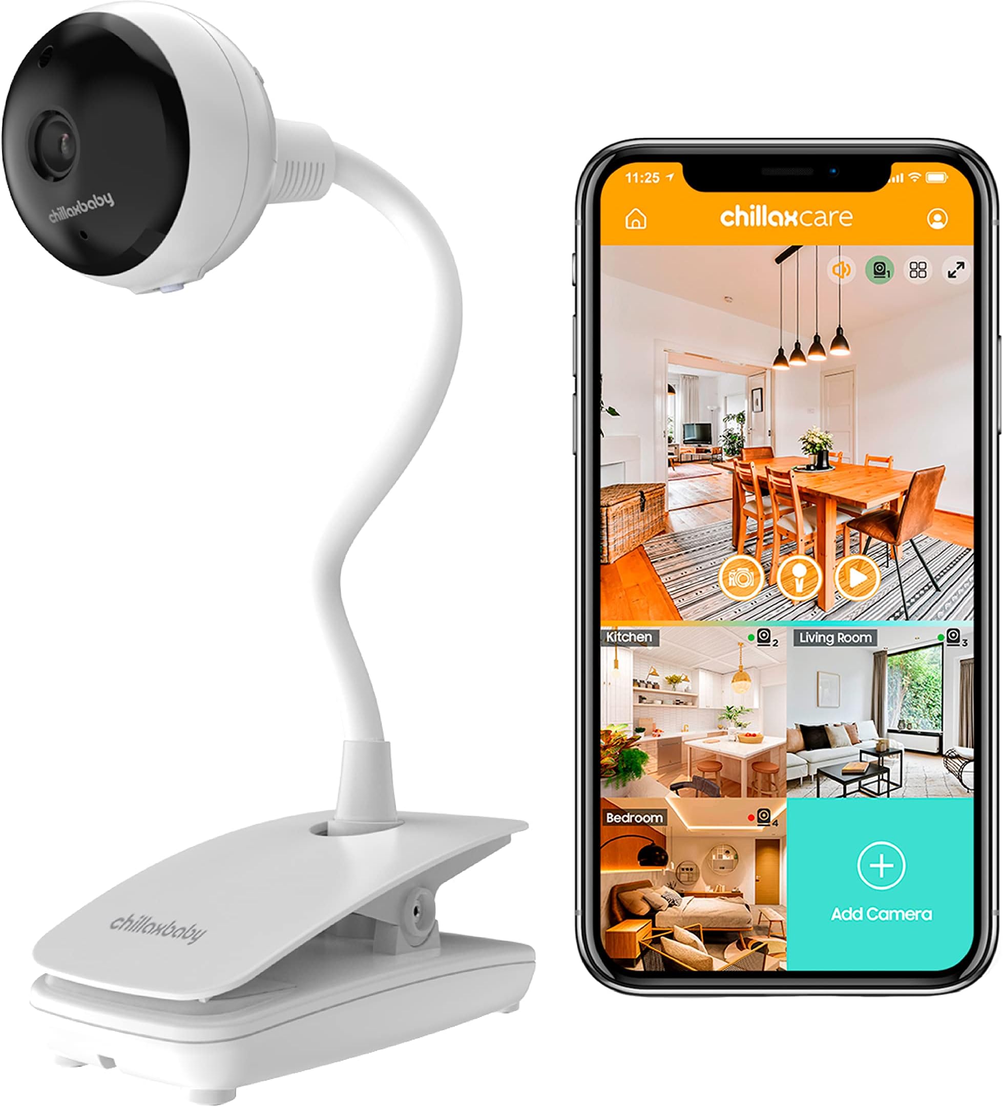 CHILLAX Giraffe Cam Smart Baby Monitor - WiFi Baby Monitor with Camera and Audio, 1080P, Privacy Switch, Remote Access, Gooseneck, Night Vision, 2-Way Audio
