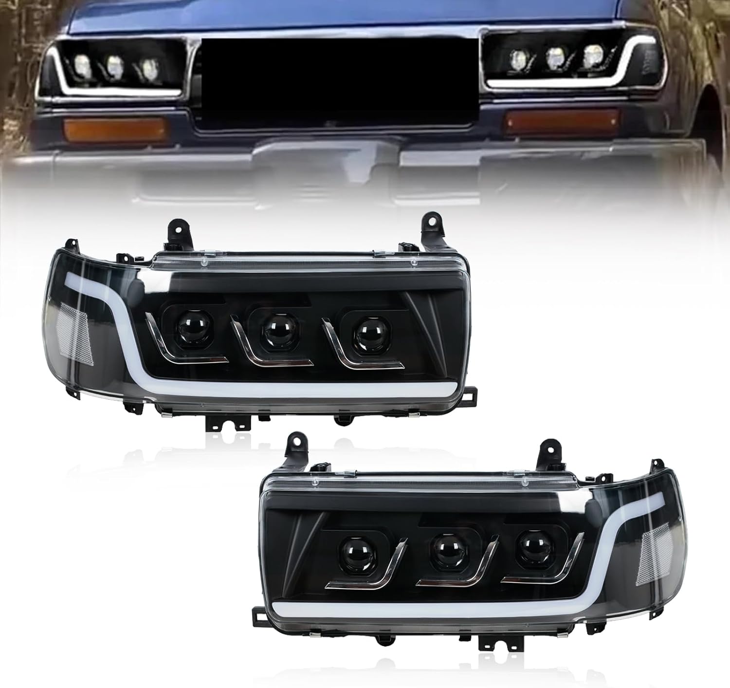 Front Head Light Assembly For Toyota Land Cruiser LC80 1991-1997 DRL Daytime Running Turn Signal Far Near Lamp