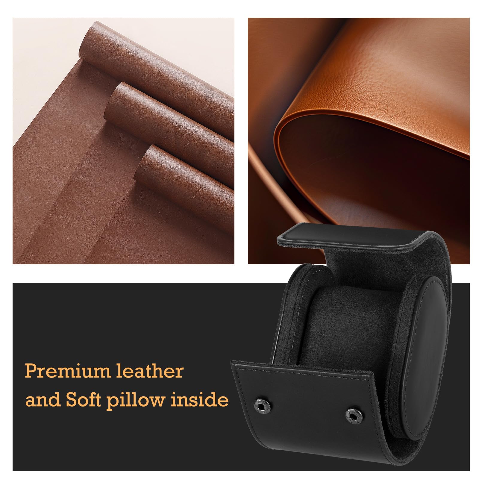 Oirlv Luxe PU-lederen horlogedoos, opbergdoos voor reizen, single watch case, horloge, geschenkdoos voor Kerstmis, jubileum, verjaardag, oranje, 7,5 x 7 x 10 cm, Modern