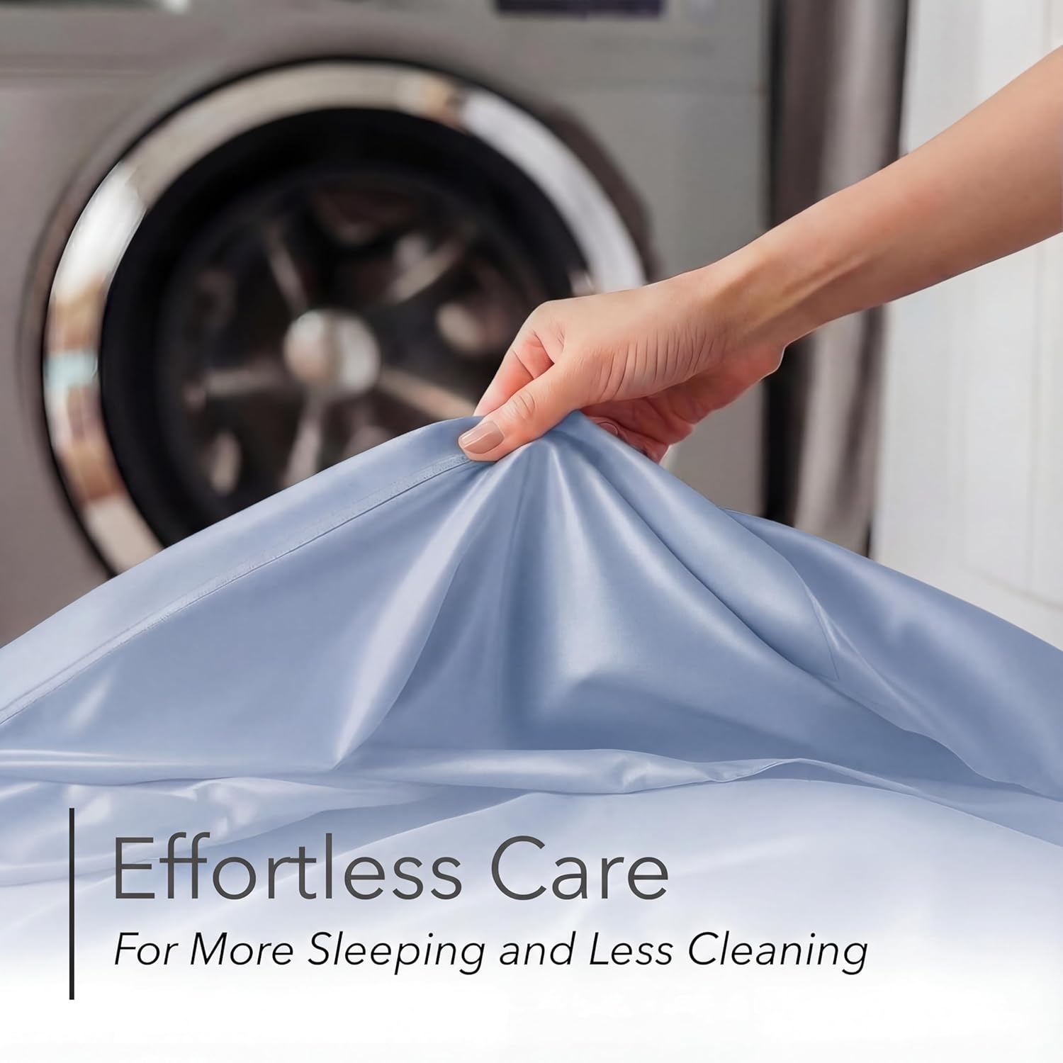 DECOLURE 100% Viscose Derived from Bamboo Sheets Queen Size - Luxury 6 Pc Naturally Cooling Sheets, Ultra Soft Bed Set - Deep 17" Pockets, Durable Double Stitching, Oeko Tex Standard (Light Blue) - Image 6