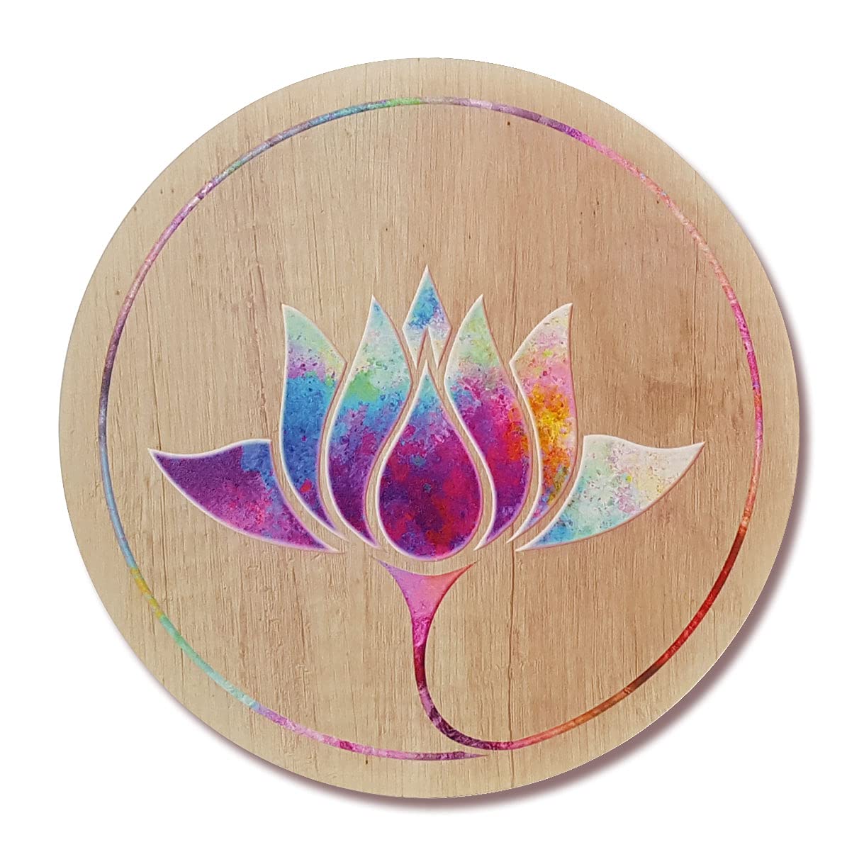 Holzbild Lotusblume Ø 21cm - Symbol Für Liebe & Erleuchtung - Wanddekoration Oder Aufsteller Aus Nachhaltigem Holz