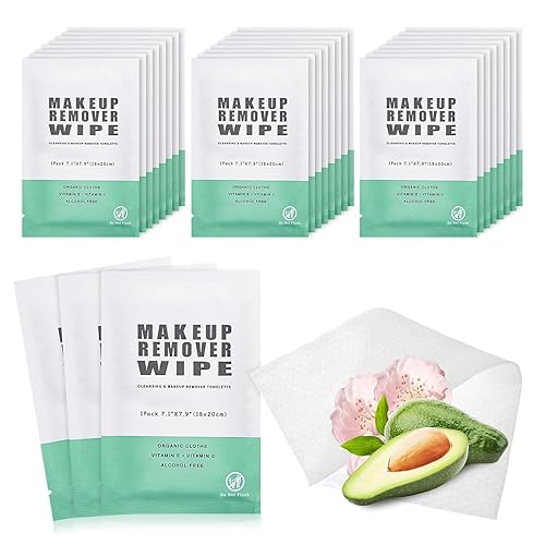 Gisdo 100 toallitas desechables para limpiar la piel, envueltas individualmente, seguras, cómodas, ligeras, para quitar el maquillaje (verde)