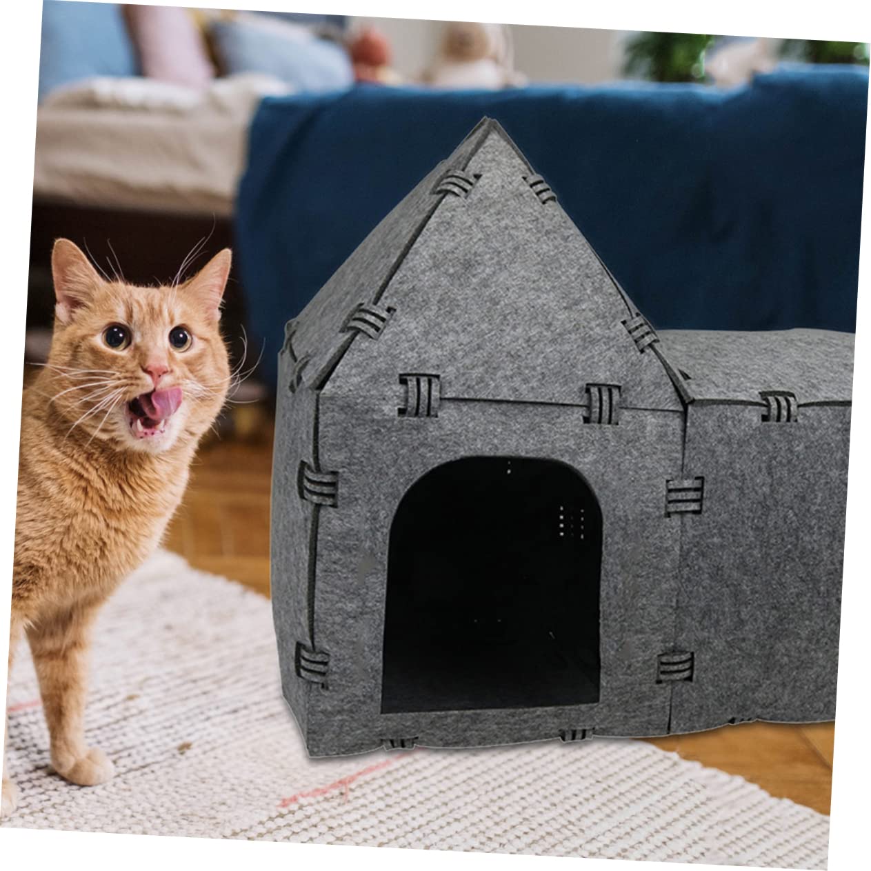 BESPORTBLE Casa para Gatos De Fieltro DIY Túnel para Mascotas Juguete Interactivo Casa Nido para Gatos DIY