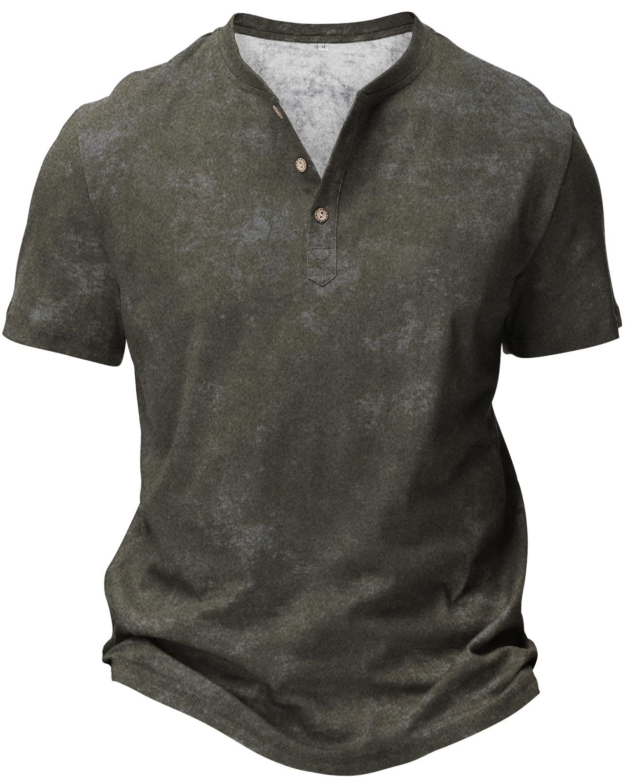 HMIYA Hemd Herren 100% Baumwolle Vintage Henley Shirt Kurzarm T-Shirts für Herren Sommerhemd Beiläufig Männer