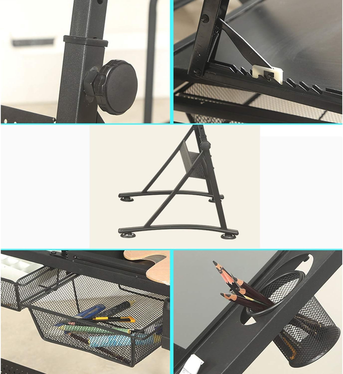 Mesa de dibujo ajustable en altura, escritorio multifuncional para arte y manualidades con almacenamiento para uso en casa, oficina y estudio, ideal para artistas y diseñadores