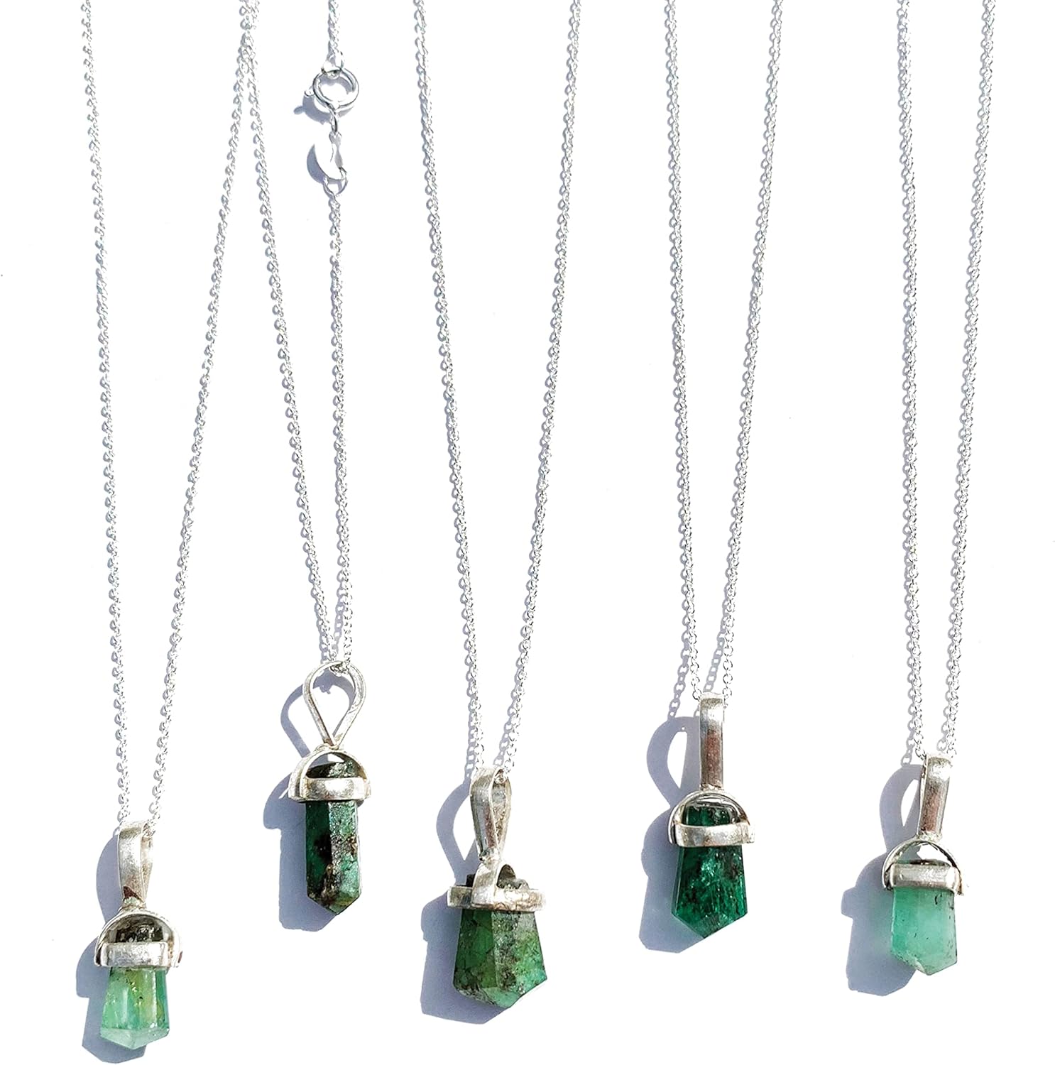 Raw Gemstone Pendant Necklaces for Women and Men – Black Tourmaline Rhodonite Peridot Ruby Emerald Crystal – Natural Stone Handmade Protection Jewelry 925 Sterling Silver Chain 18 Inch Gift