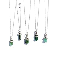 Vista 1 de Raw Emerald Necklace, Natural Small Green Genuine Pendant, Silver Gemstone Necklace, Jewelry for Women and Men, May Birthstone Gift, Energy Healing