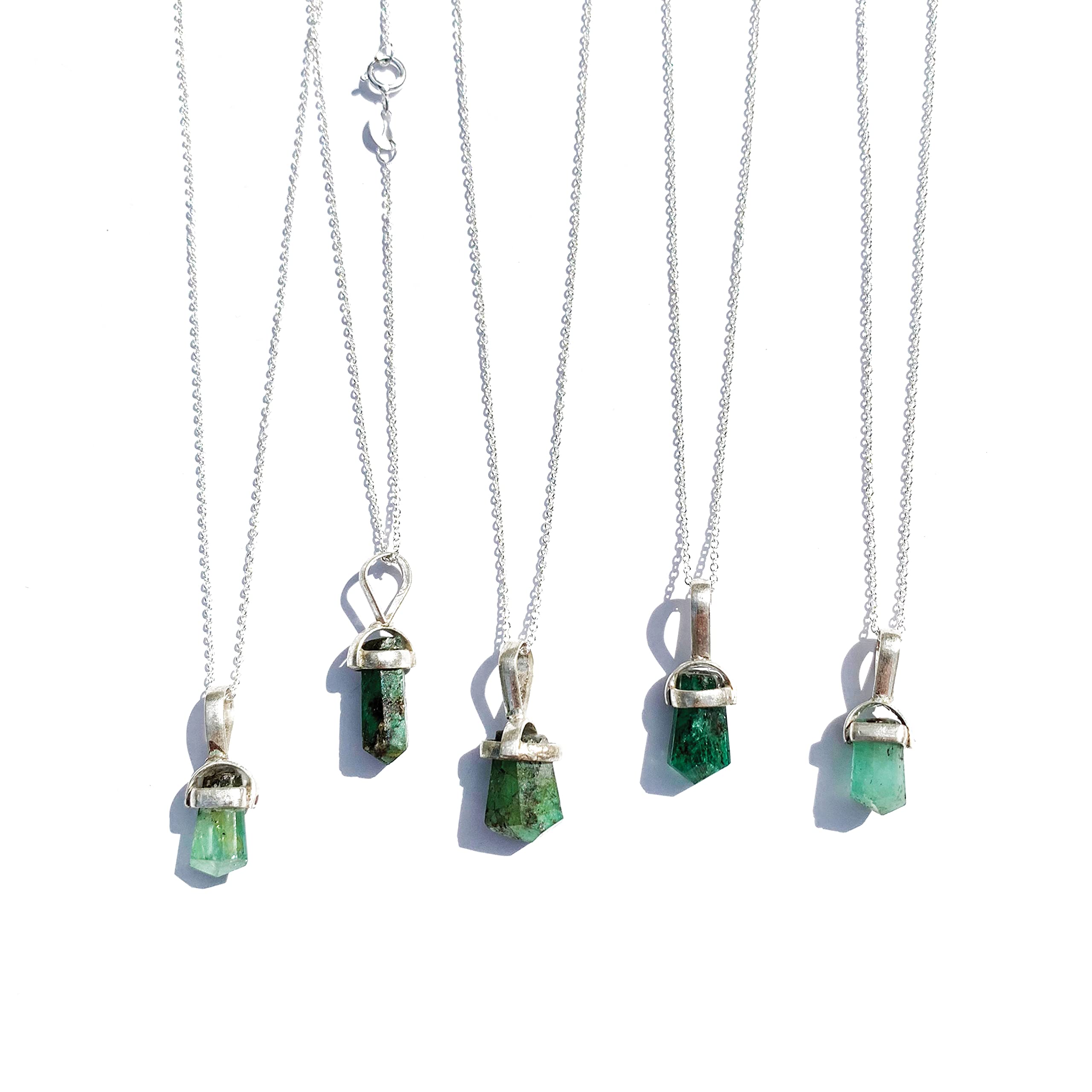 Raw Emerald Necklace Natural Small Green Genuine Pendant Silver