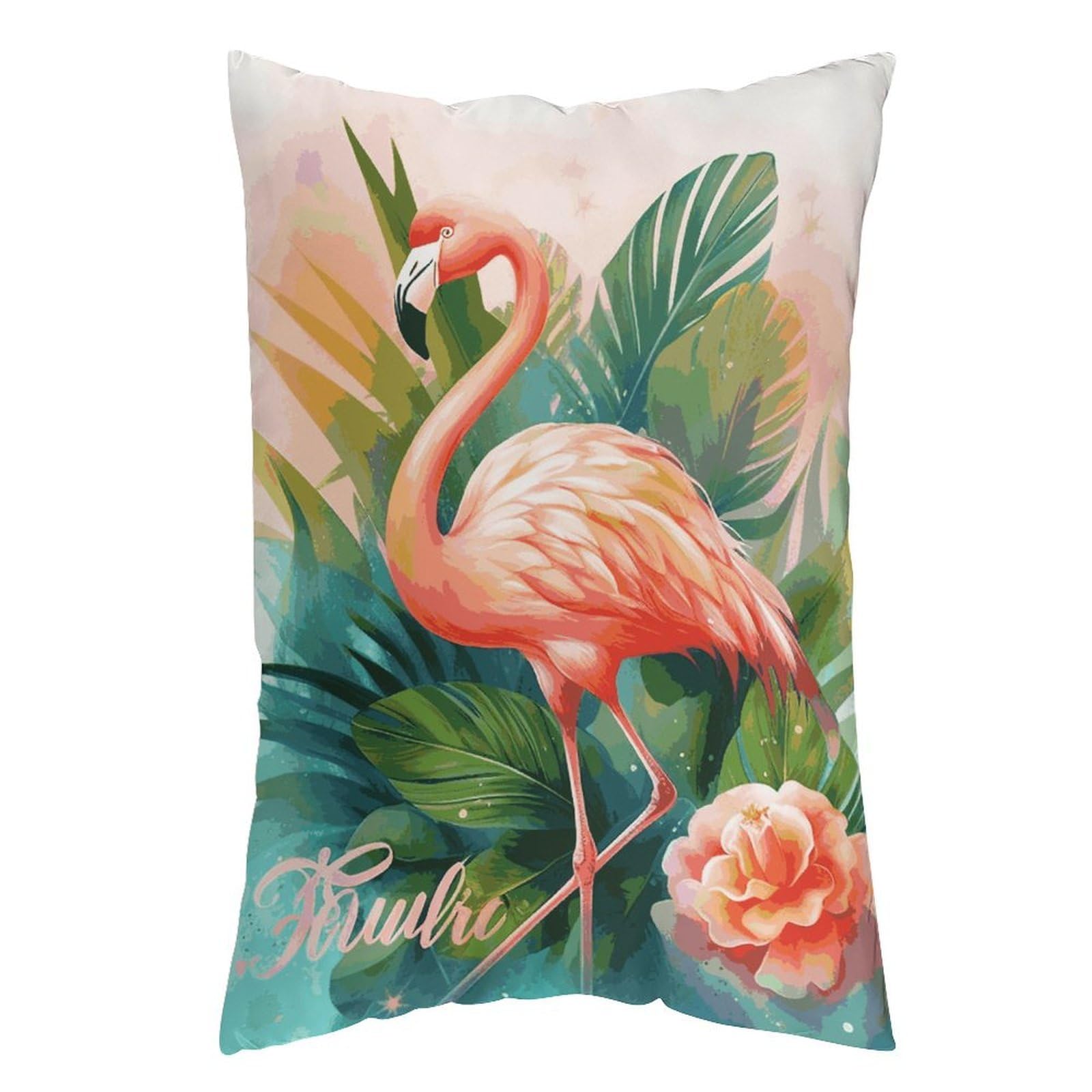 LDGSUPH Tropical Flamingo Pillow Cases Soft Pillowcase with Invisible Zipper Wrinkle Resistant Pillow Covers Breathable Removable Pillow Protector for Bed Sofa Car 16 "x24