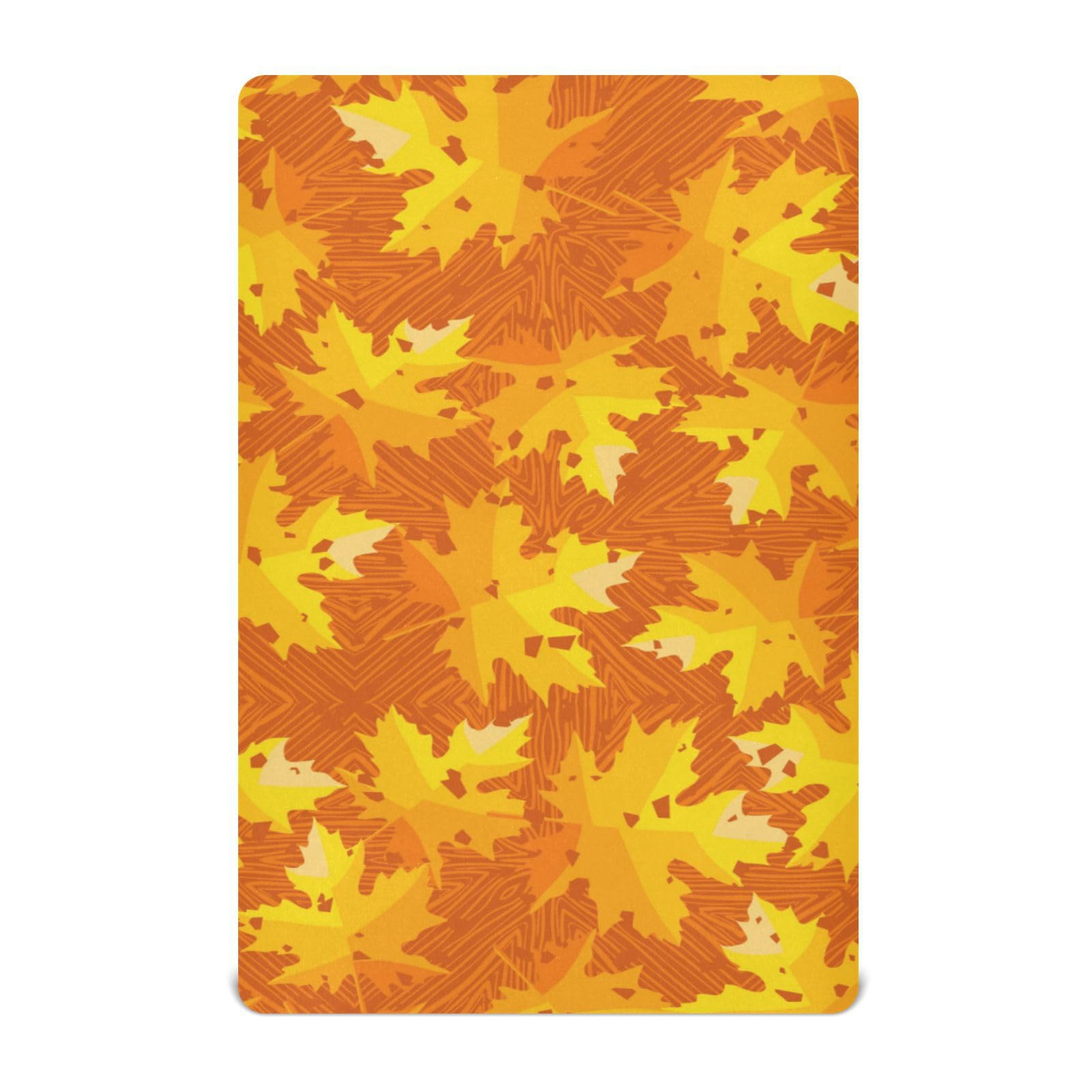 Moudou Autumn Maple Leaf Playard Sheet for Boy Girls, Soft Breathable Fitted Toddler Sheet for Standard Playard Bed Mattress, 39 x 27 x 5 Inch