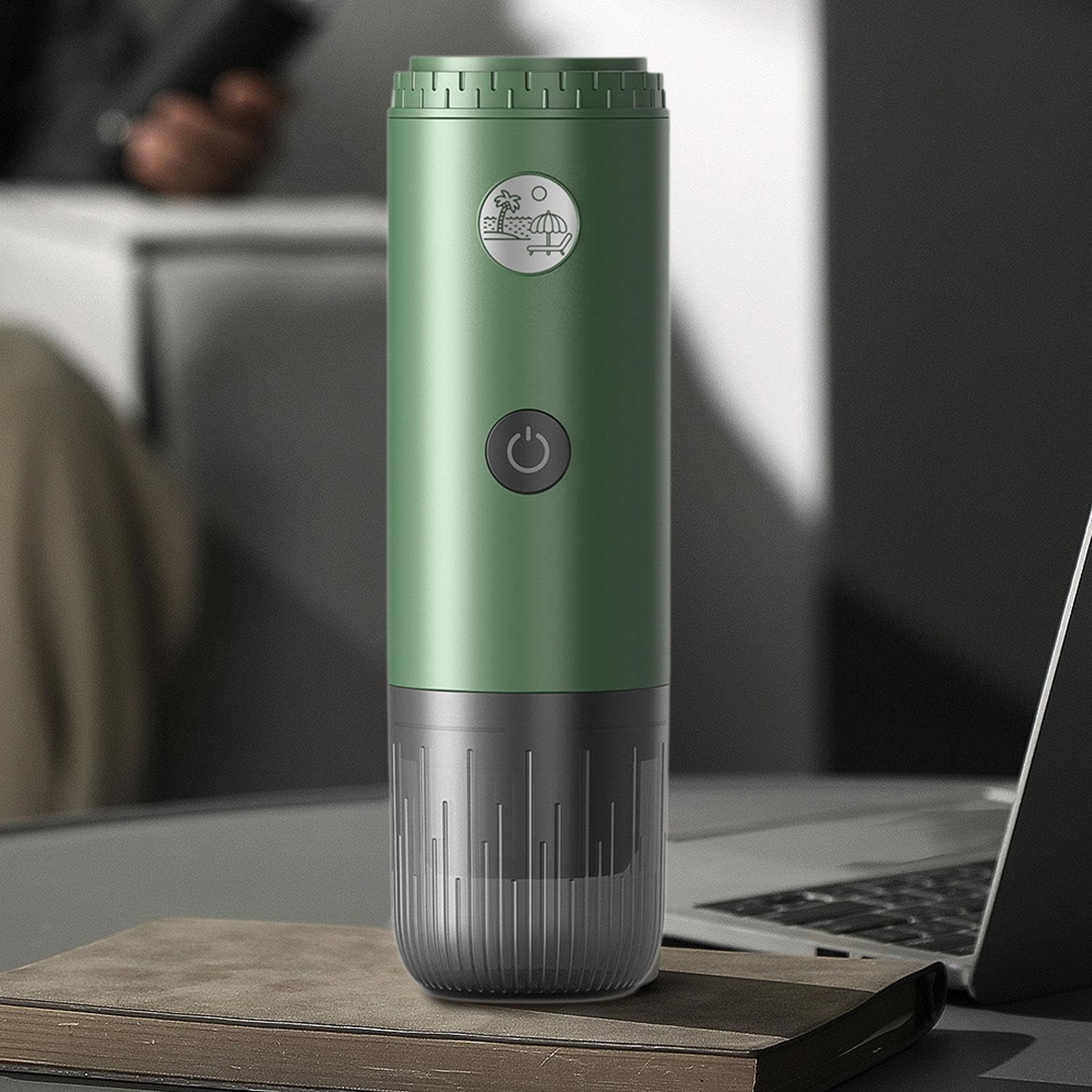 Cafetera Eléctrica de Espresso, de Funcionamiento Manual, con Conexión USB-C. Mini Cafetera Portátil de Mano para Oficina Y Camping, Verde, Individual
