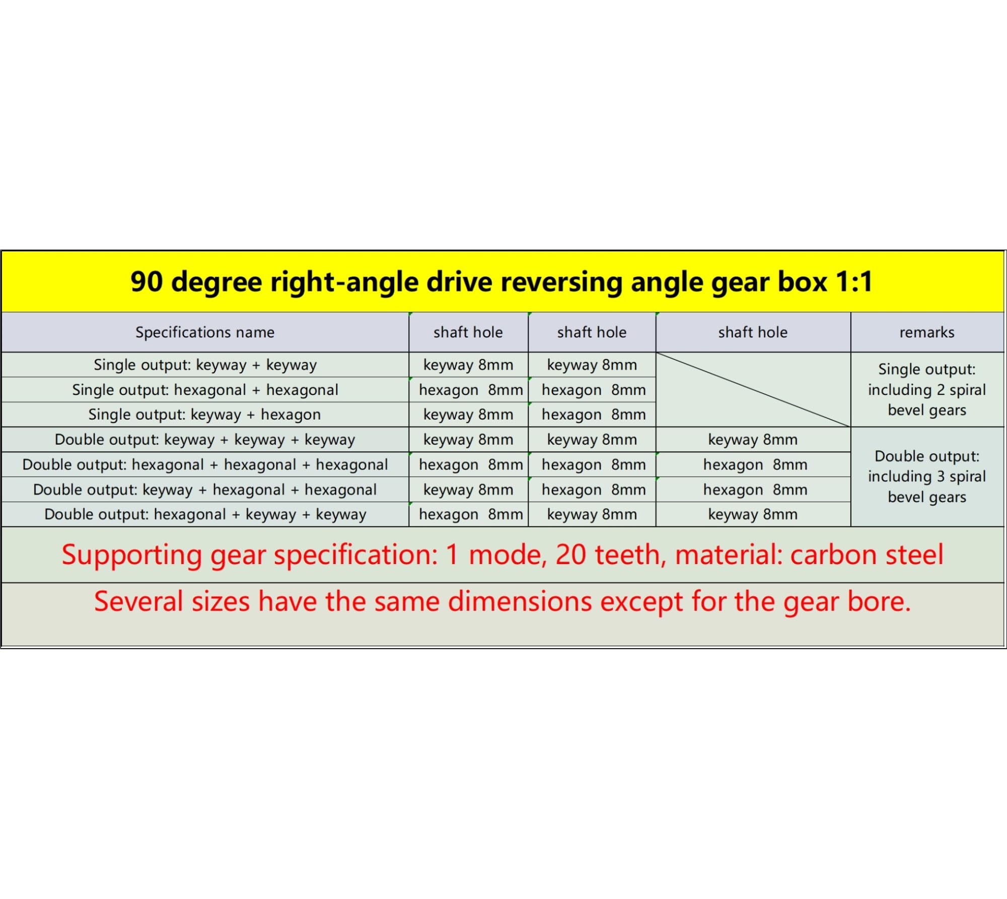 Angle Steering 1pcs 1 to 1 Right Angle Reversing Gearbox 8mm Double Output Shaft Reducer Gearbox Spiral Bevel Gear Steering Gearbox Driving Change
