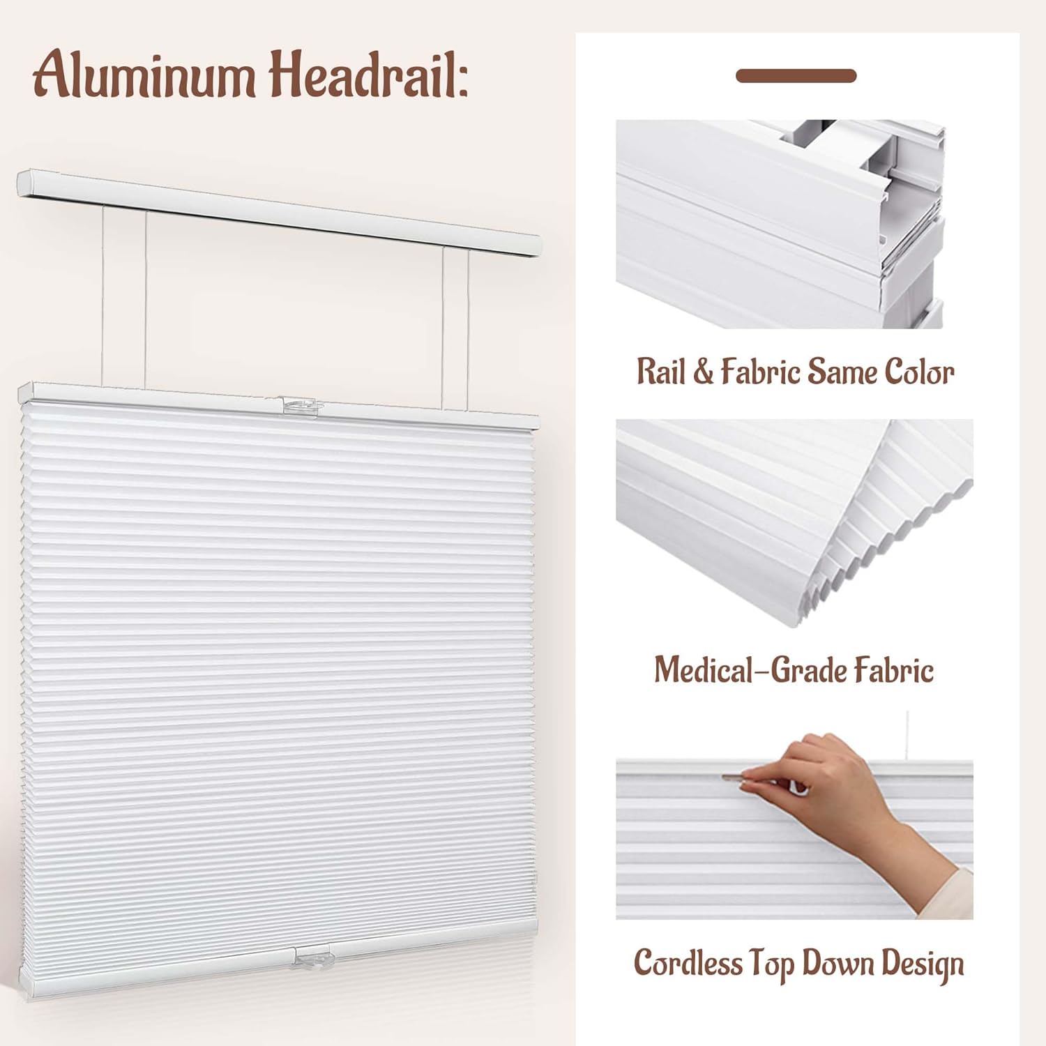 Custom Color-Matched Top Down Bottom Up Cellular Shades for Indoor Windows & Doors，Privacy Light Filtering Top Down Bottom Up Cellular Shades，Insulated Honeycomb Blinds，Noise Reduced Honeycomb Blinds