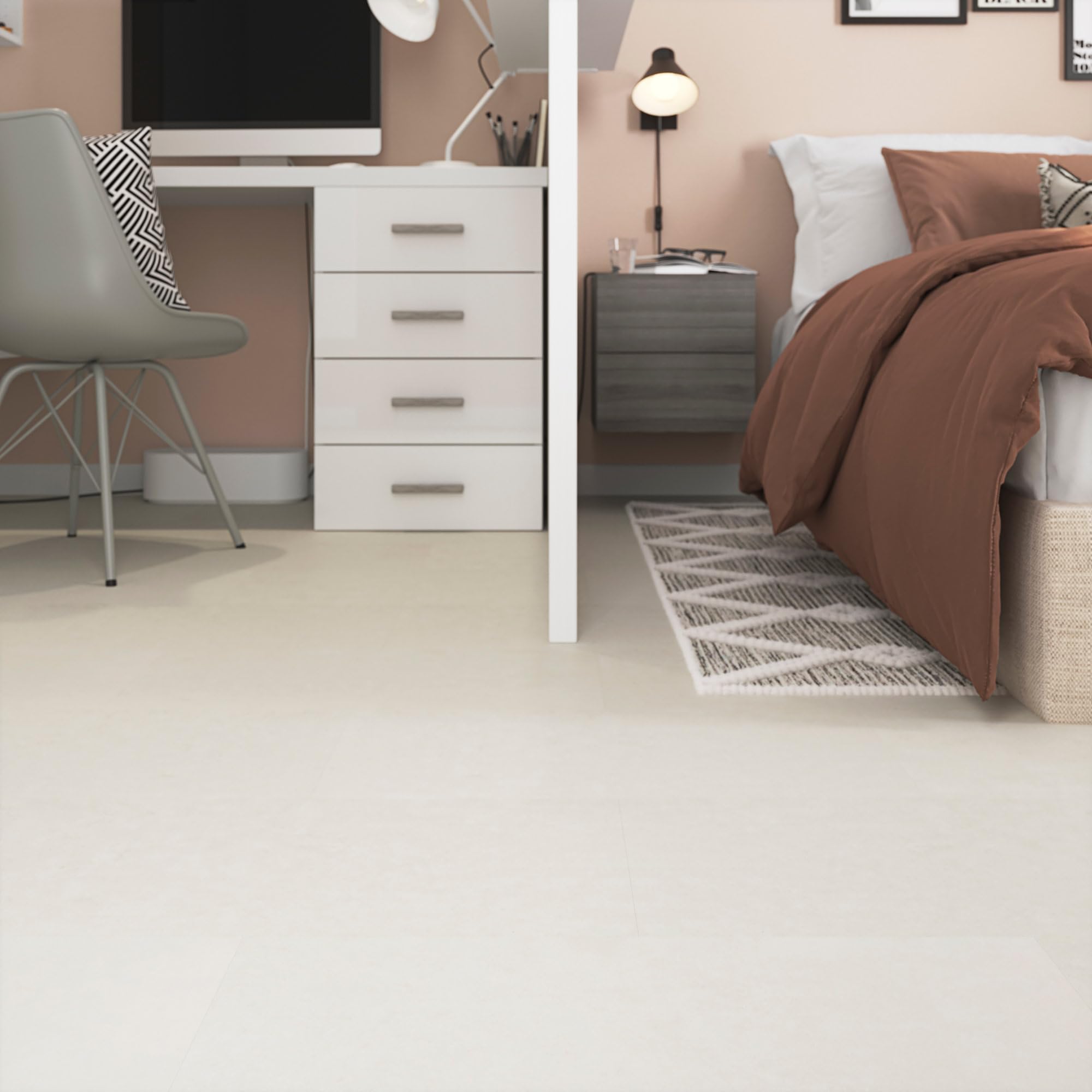Dalle PVC clipsable GoodHome Baila effet pierre beige 61 x 30,5 cm