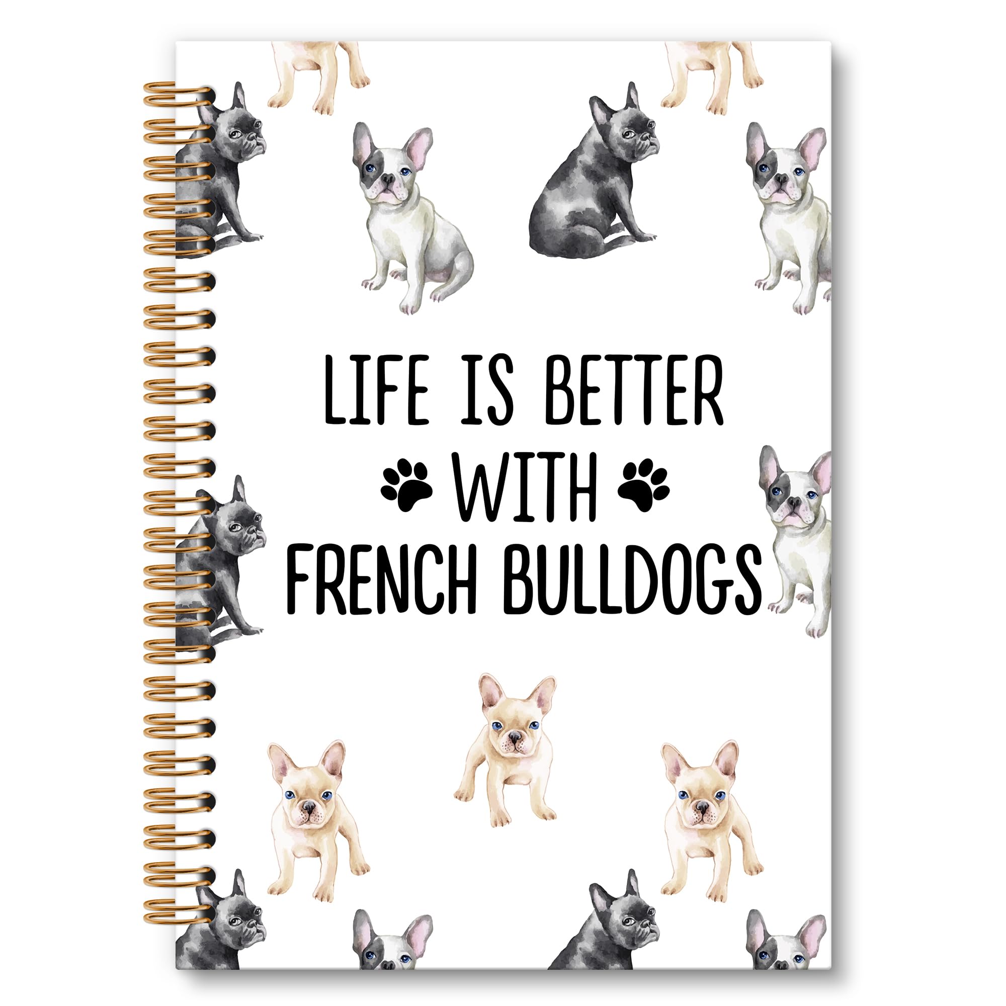 Cuaderno de perro bulldog francés, cuaderno en espiral, regalos de Frenchie, cuadernos de perros, regalos para amantes del bulldog francés, propietarios, mujeres y hombres, suministros de