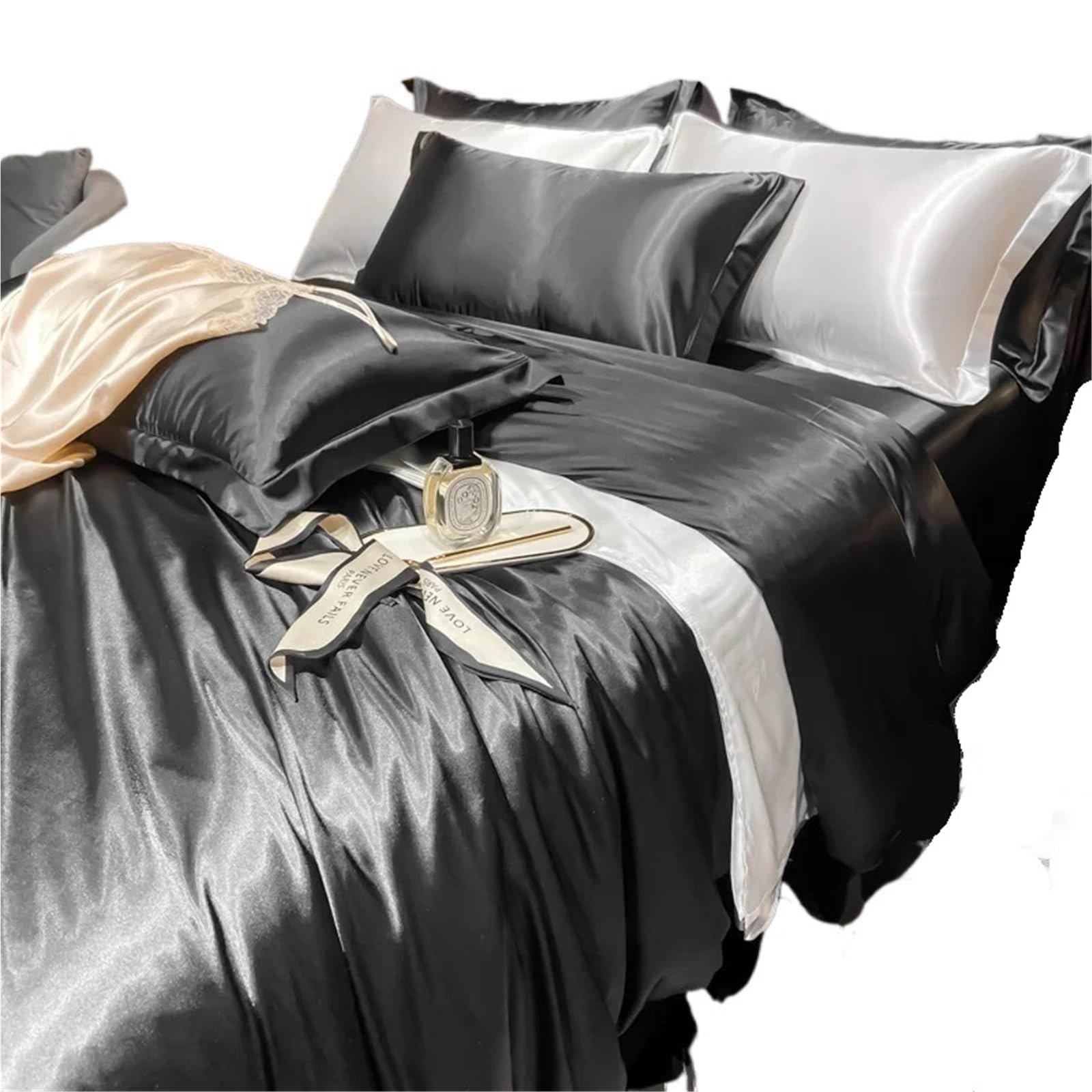 Housse de couette satin et parure de lit en soie pour un confort d'hôtel king size