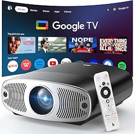 Projetor Bettdow Full HD 1080p, 850 ANSI Lumens, Android 9.0 e Google TV, WiFi 6, Bluetooth 5.0, Suporte 4K