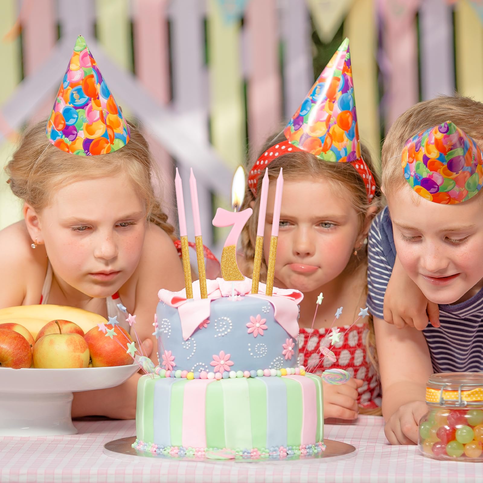 Mciskin Bougies De 7e Anniversaire En Roses Pour Fille, Bougie 3D Numéro 7 Pour Gâteau, Décoration De Gâteau Pour Elle, Lui, Décorations De Fête, Fournitures De Mariage