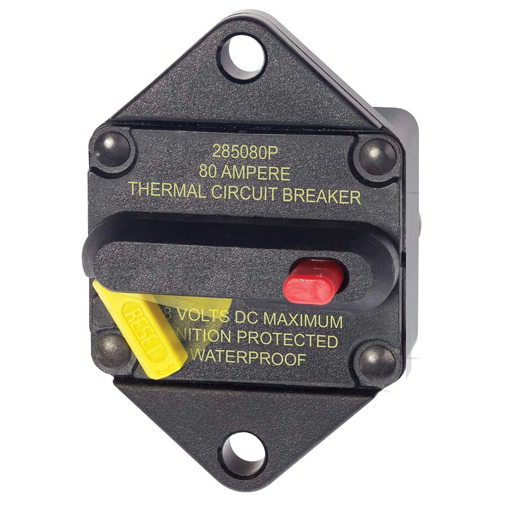 Blue Sea Systems 7086 285 Series Thermal Circuit Breakers, Panel Mount, 48V DC, 80A