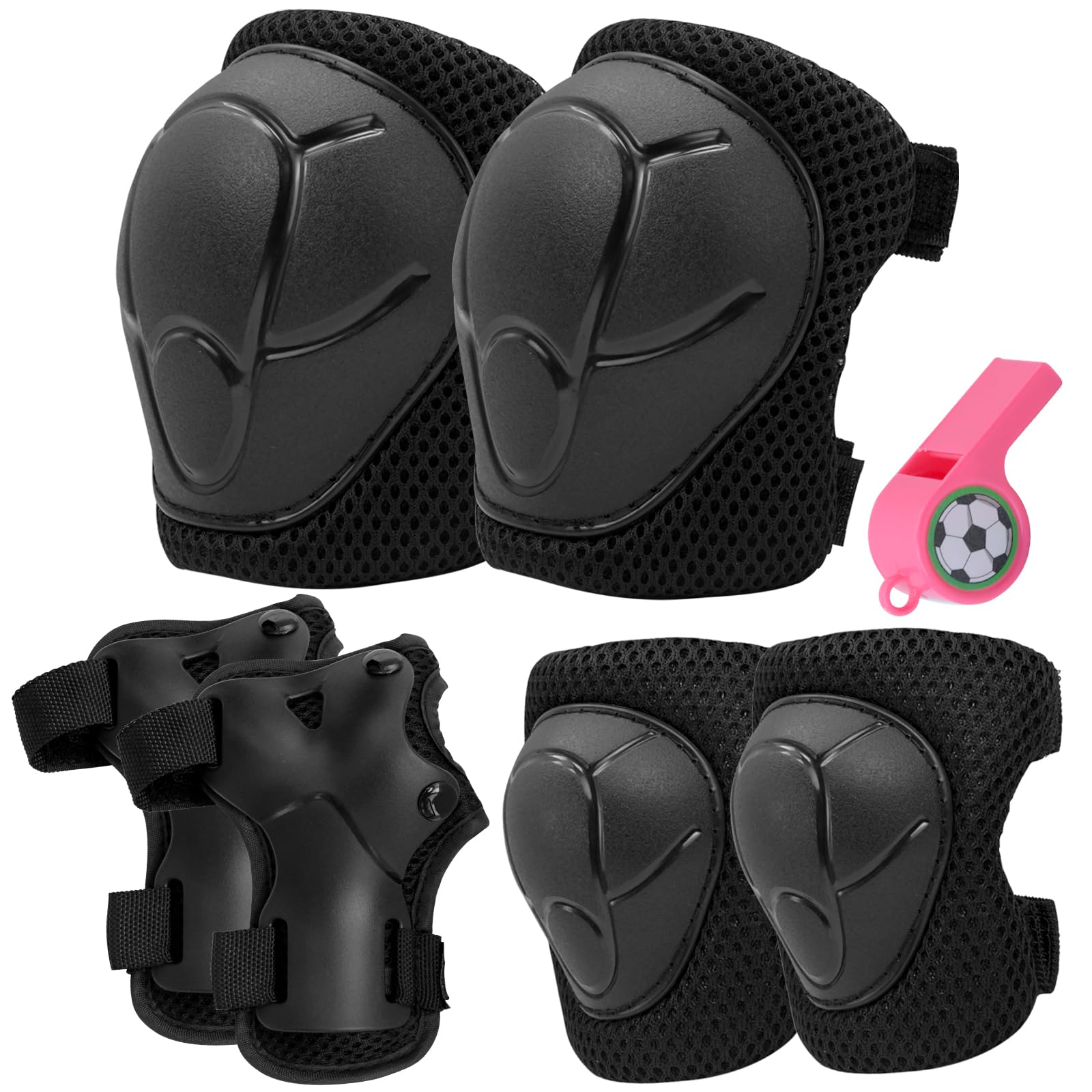 Protection Velo Enfant 3 ans Genouillères pour Enfants Ensemble de Protection Patins à Roulettes Coudières Protège-Poignets Noir