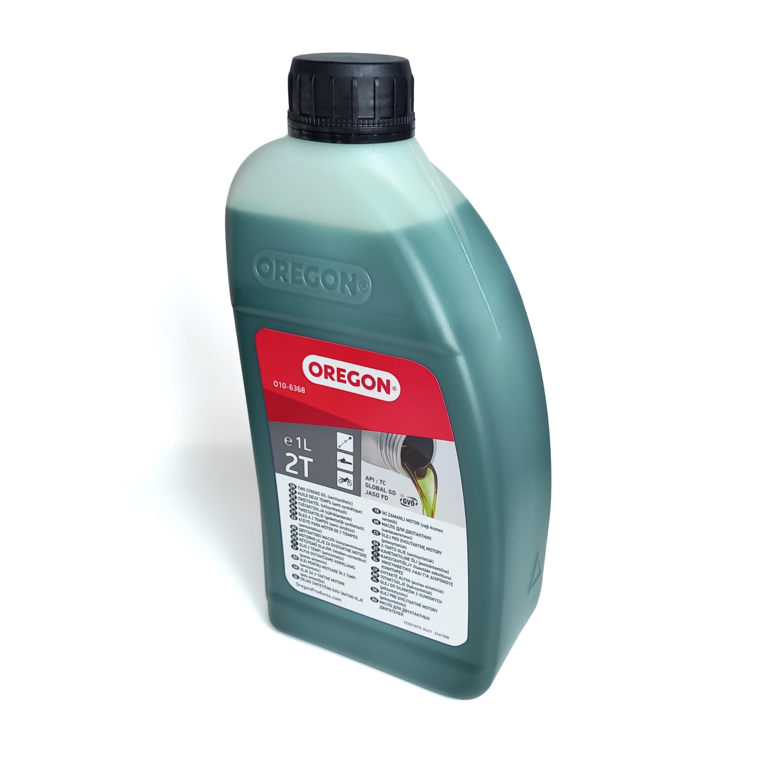Oregon Olio Motore 2 Tempi, Lubrificante Minerale Automiscelante Semisintetico a Combustione Pulita e Basso Contenuto di Ceneri, Protegge il Motore e Massimizza le Prestazioni, 2 T, 1 Litro, Verde