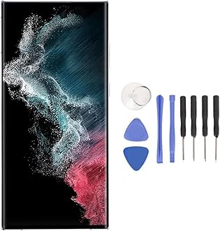 OLED for S22 Ultra 5G Screen Replacement, 6.8 Touch Screen Digitizer Assembly for SM-S908U, SM-S908U1, SM-G908A, SM-S908W (US Version), with Frame + Fingerprint (Gold)