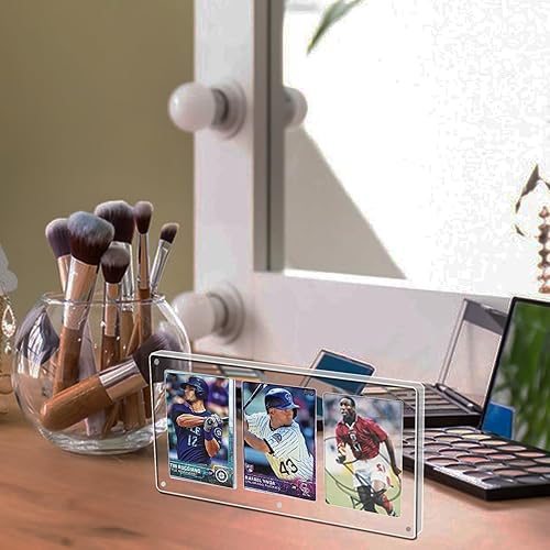 Miniatura 5 de Paquete de 2 carteras de acrílico TCG de 35 puntos para tarjetas triples, pantalla magnética abierta con un solo toque, soportes transparentes para