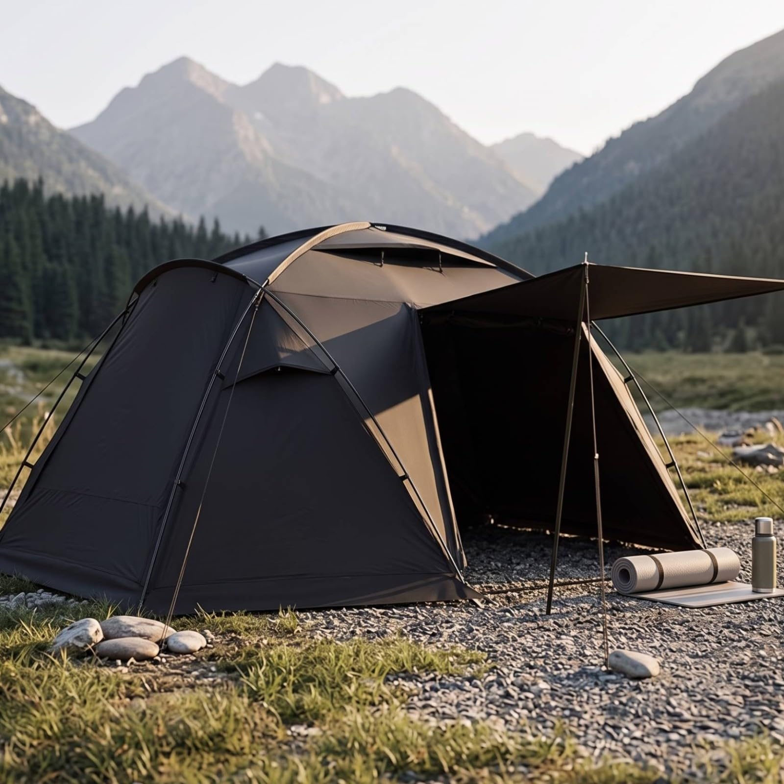 Qianly Carpa Camping con Toldo Amplia | Reforzada, Tienda Campaña con Porche, Transpirable, Tienda Campaña cho smontable, Campis