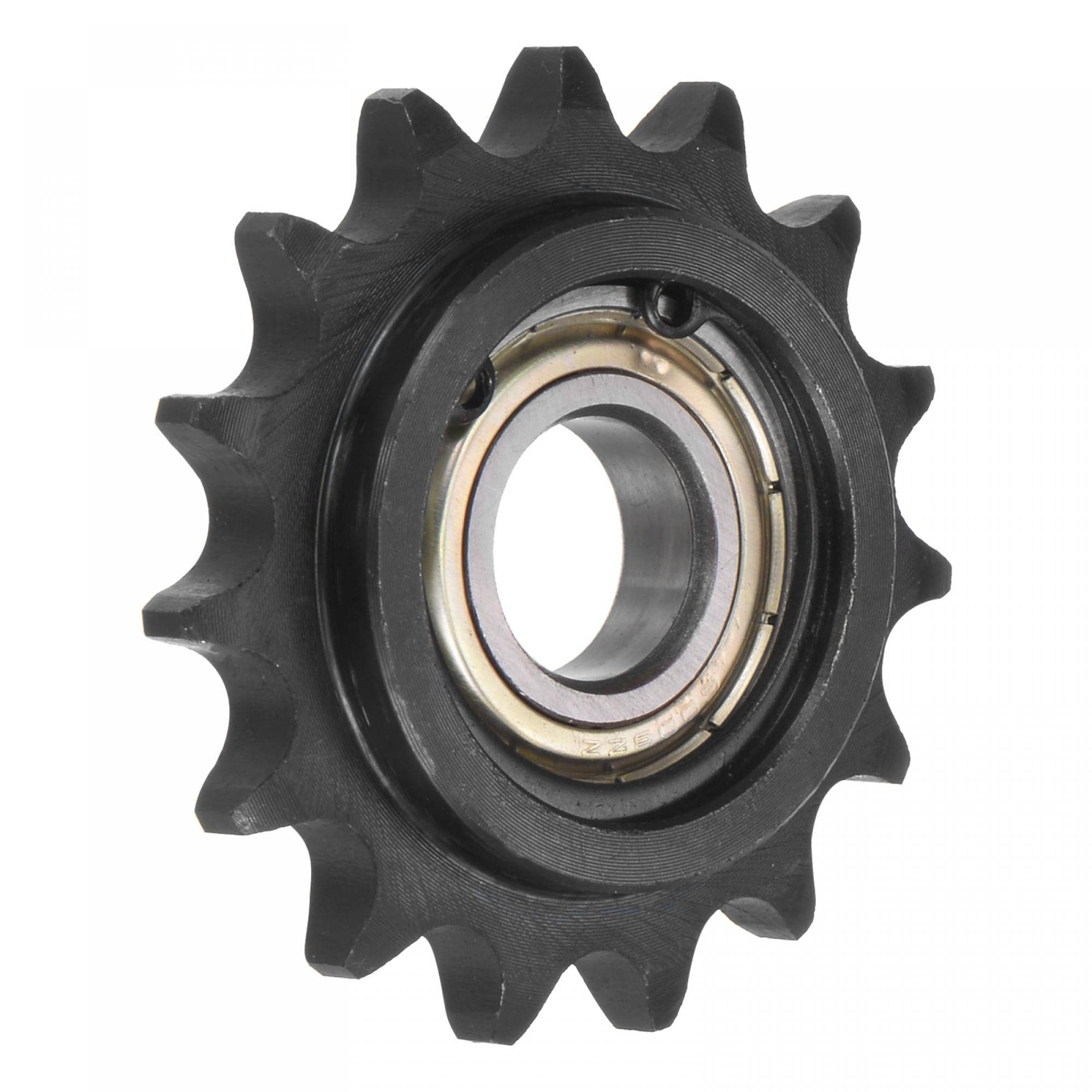 uxcell #40 Chain Idler Sprocket, 17mm Bore 1/2" Pitch 15 Tooth Tensioner, Black Oxide Finished C45 Carbon Steel with Insert Single Bearing for ISO 08A