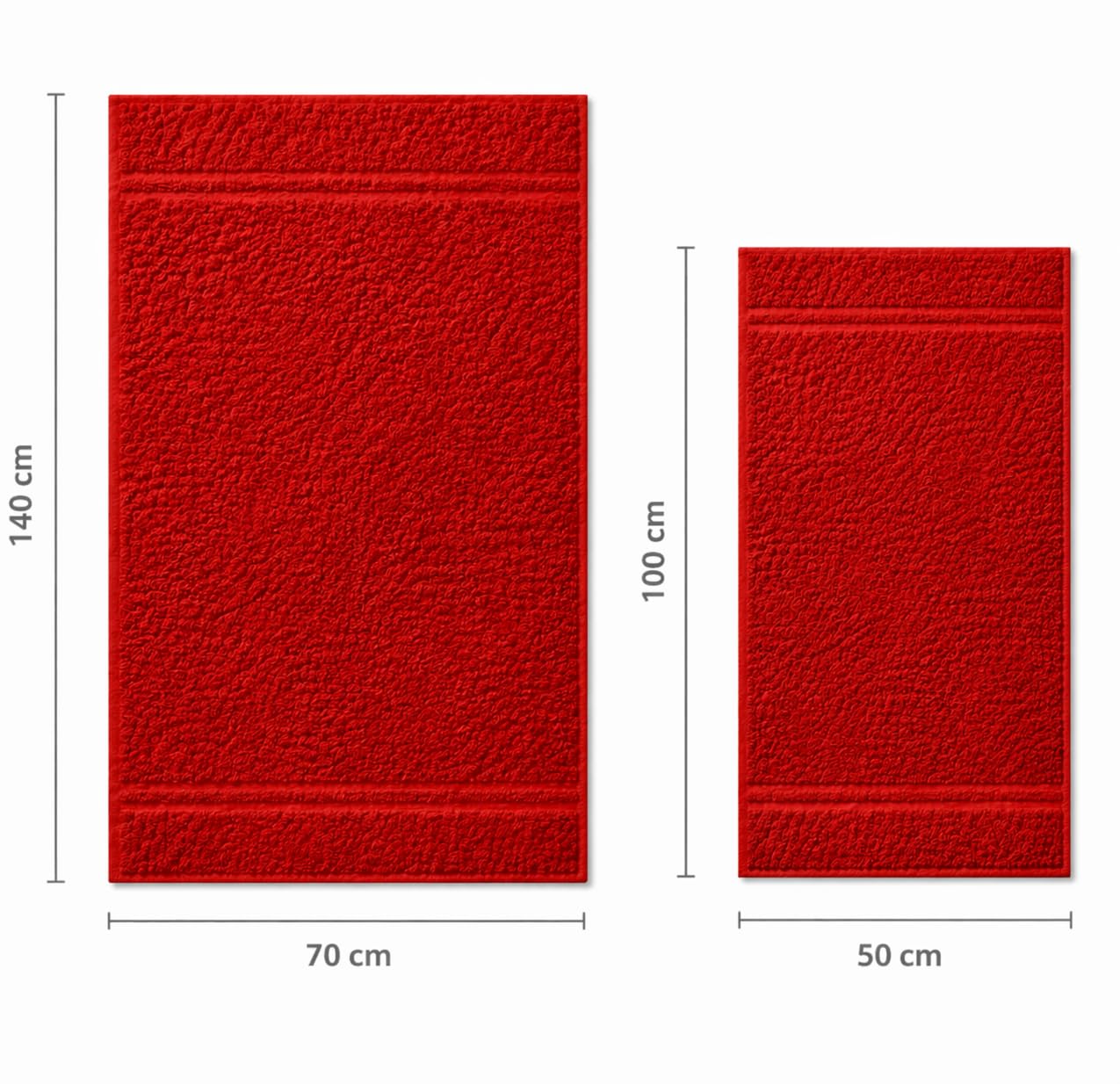 TRAMAS+ Serviette de Bain 100% Coton 700g |2(50x100)+2(70x140) Rouge