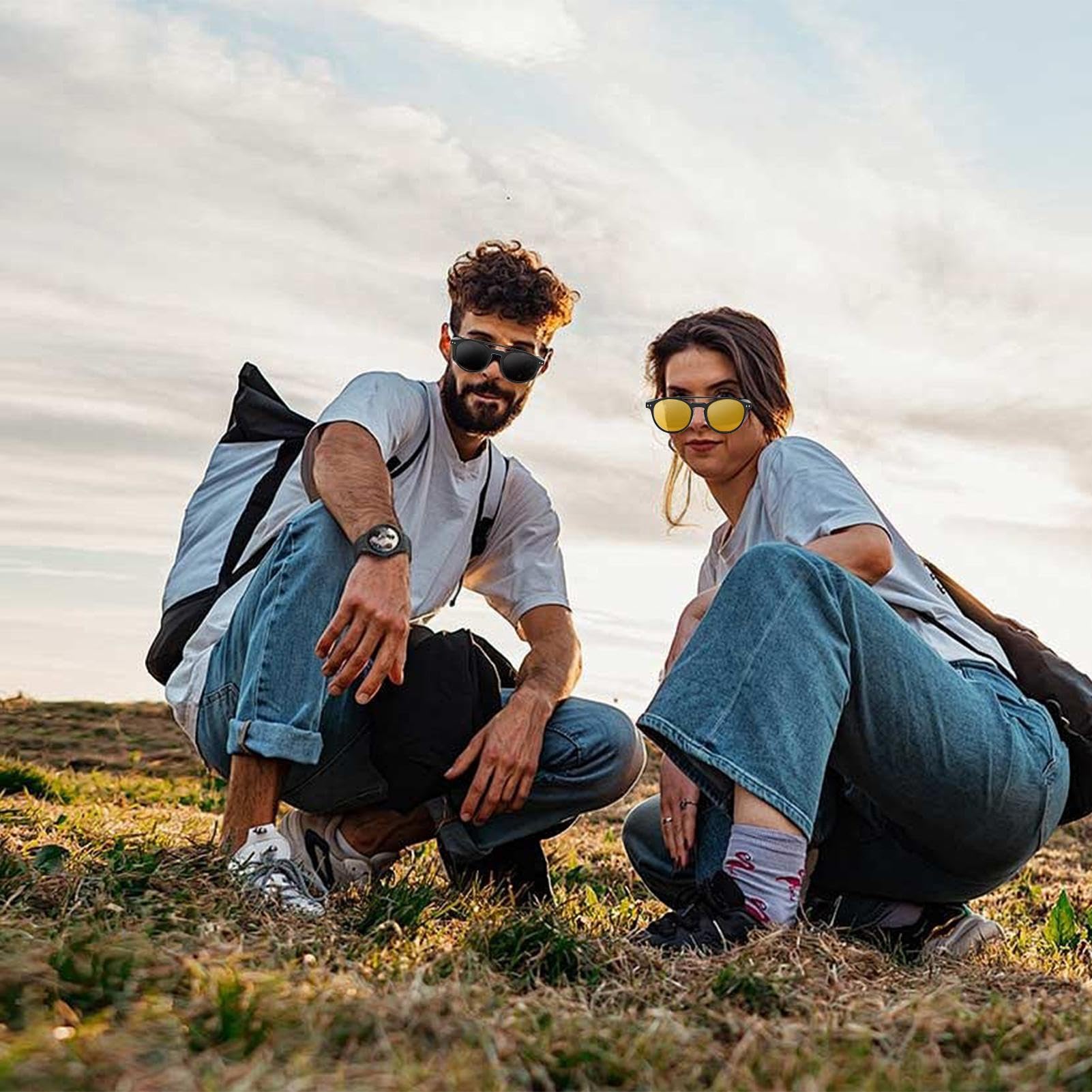 Lunettes de soleil magnétiques - Clip polarisé sur verres de protection UV, anti-éblouissement rétro, design à cadre élégant, coupe confortable légère | idéal pour les hommes femmes nottu