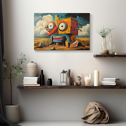 Miniatura 165 de Lienzo artístico para pared, pinturas de arte abstracto, fantasía azul, grafiti colorido sobre fondo blanco; decoración artística moderna para sala