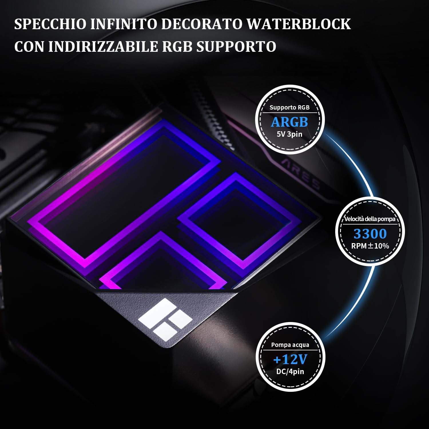 TR Frozen Infinity 360 NERO CPU Aio Cooler,Ventilatori TL-M12 x 3 PWM,Raffreddatore d'acqua per processore di computer, ARGB Infinity Mirror,360 CPU Liquid Cooling: LGA1851/1700/1150/1151/1200/2011
