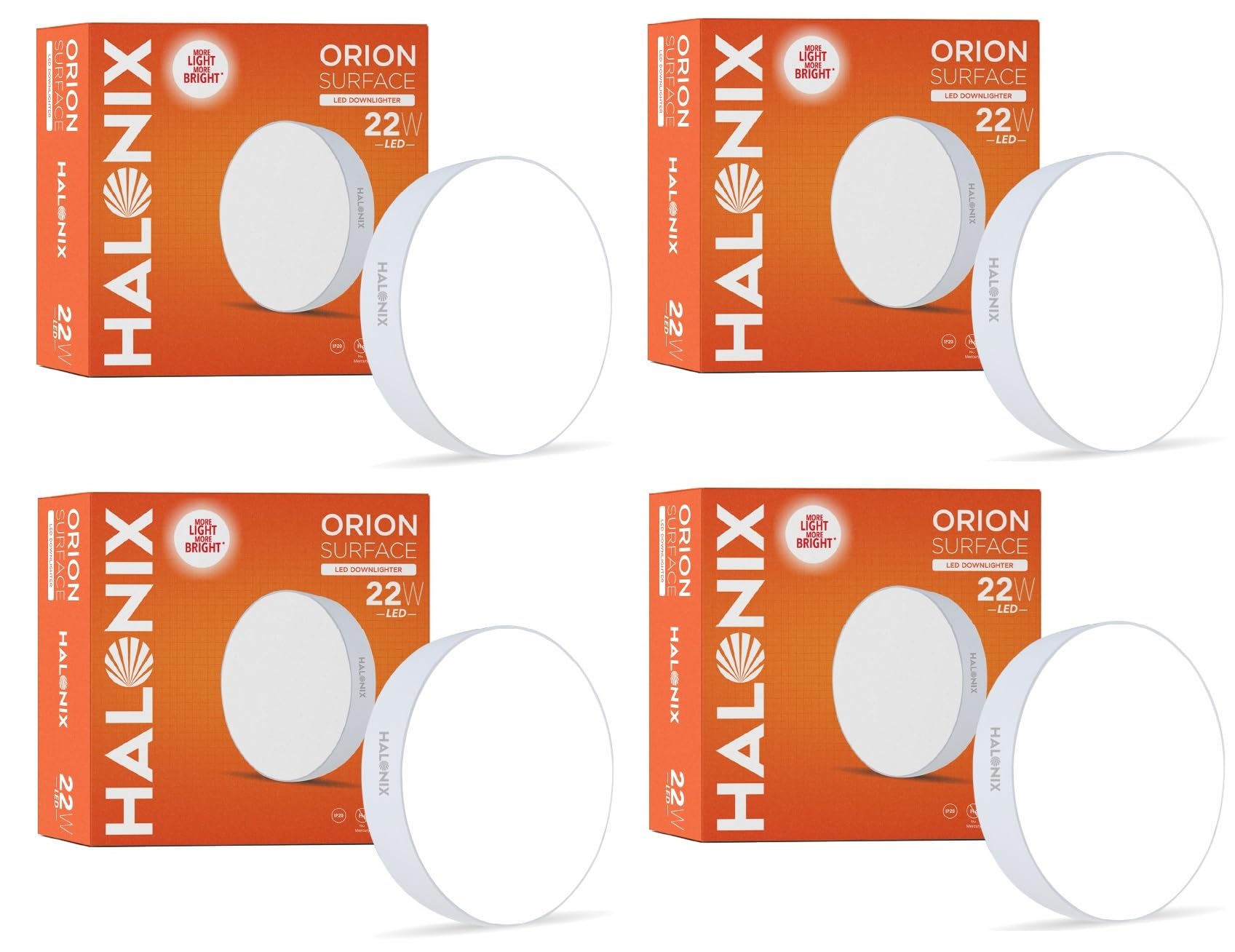 Halonix Polycarbonate 22W White Orion Round Led Rimless Surface Downlighter| Led Ceiling Light for Home, Shop and Office |Pack of 4, White.-image-42