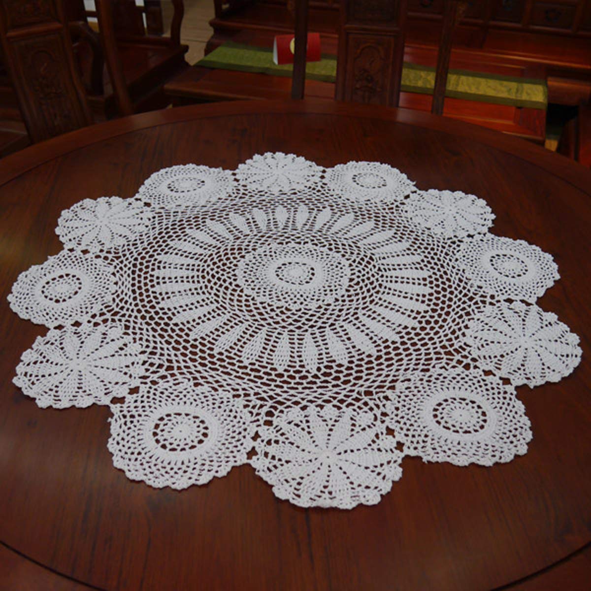 Damanni Cotton Handmade Crochet Lace Tablecloth Doilies Doily,Round,White,39 Inch